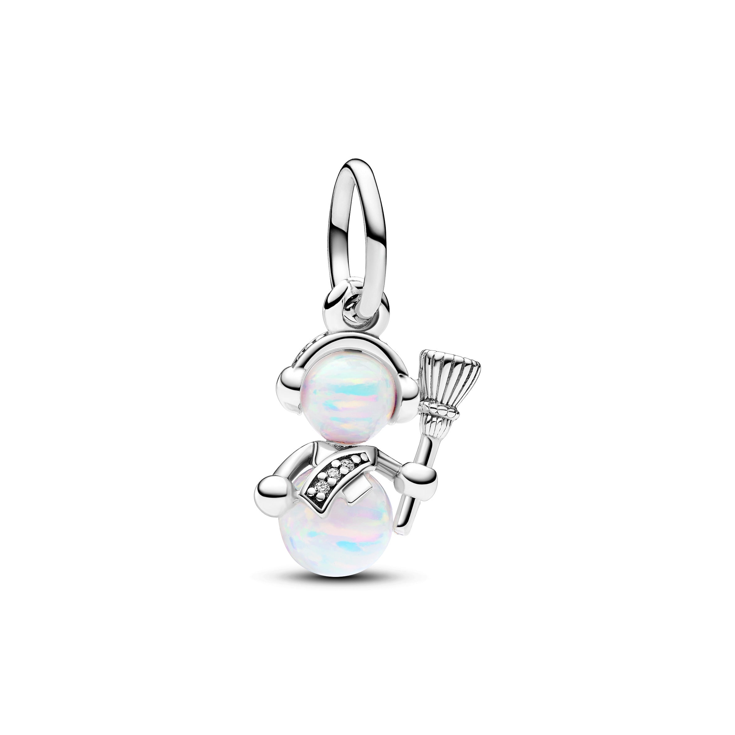 PANDORA Opalescent Snowman Dangle Charm Cubic Zirconia Silver Charms Bracelet Charm Jewelry Gift