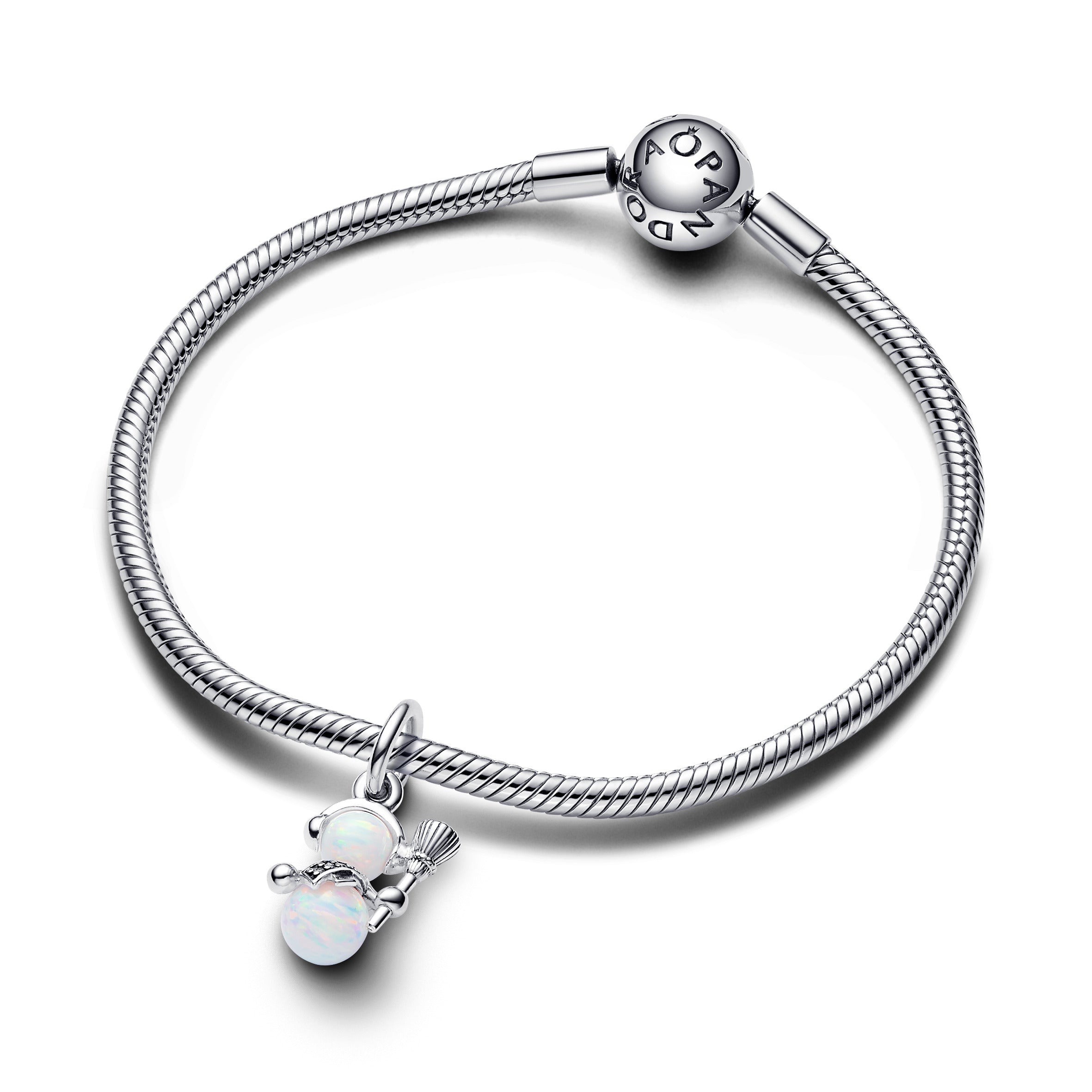 PANDORA Opalescent Snowman Dangle Charm Cubic Zirconia Silver Charms Bracelet Charm Jewelry Gift