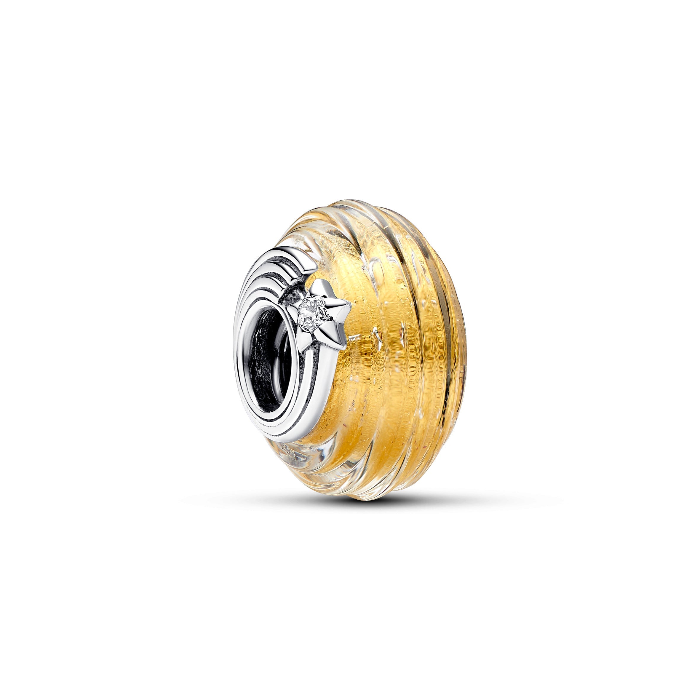 PANDORA Shooting Star Grooved Murano Glass Charm Gold Charms Bracelet Charm Jewelry Gift