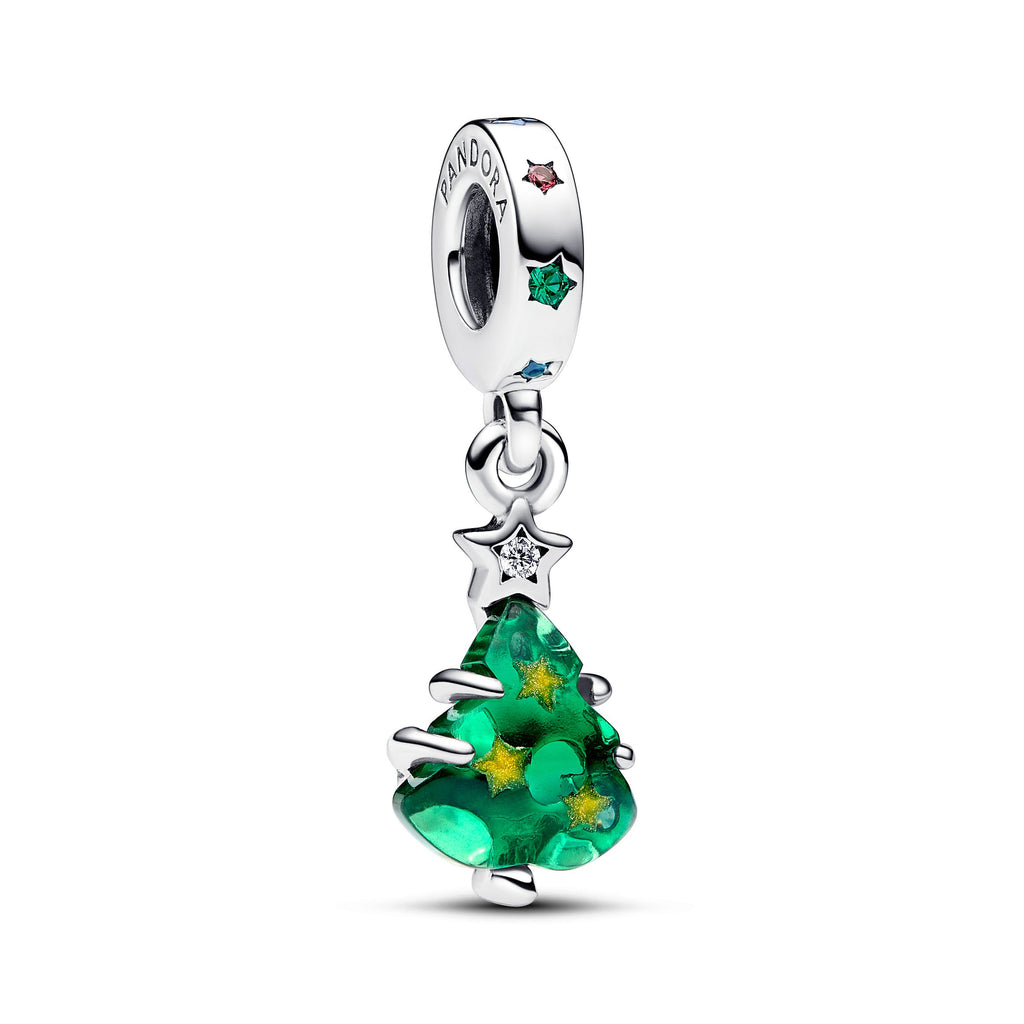 PANDORA Sparkling Christmas Tree Dangle Charm Cubic Zirconia Green Charms Bracelet Charm Jewelry Gift