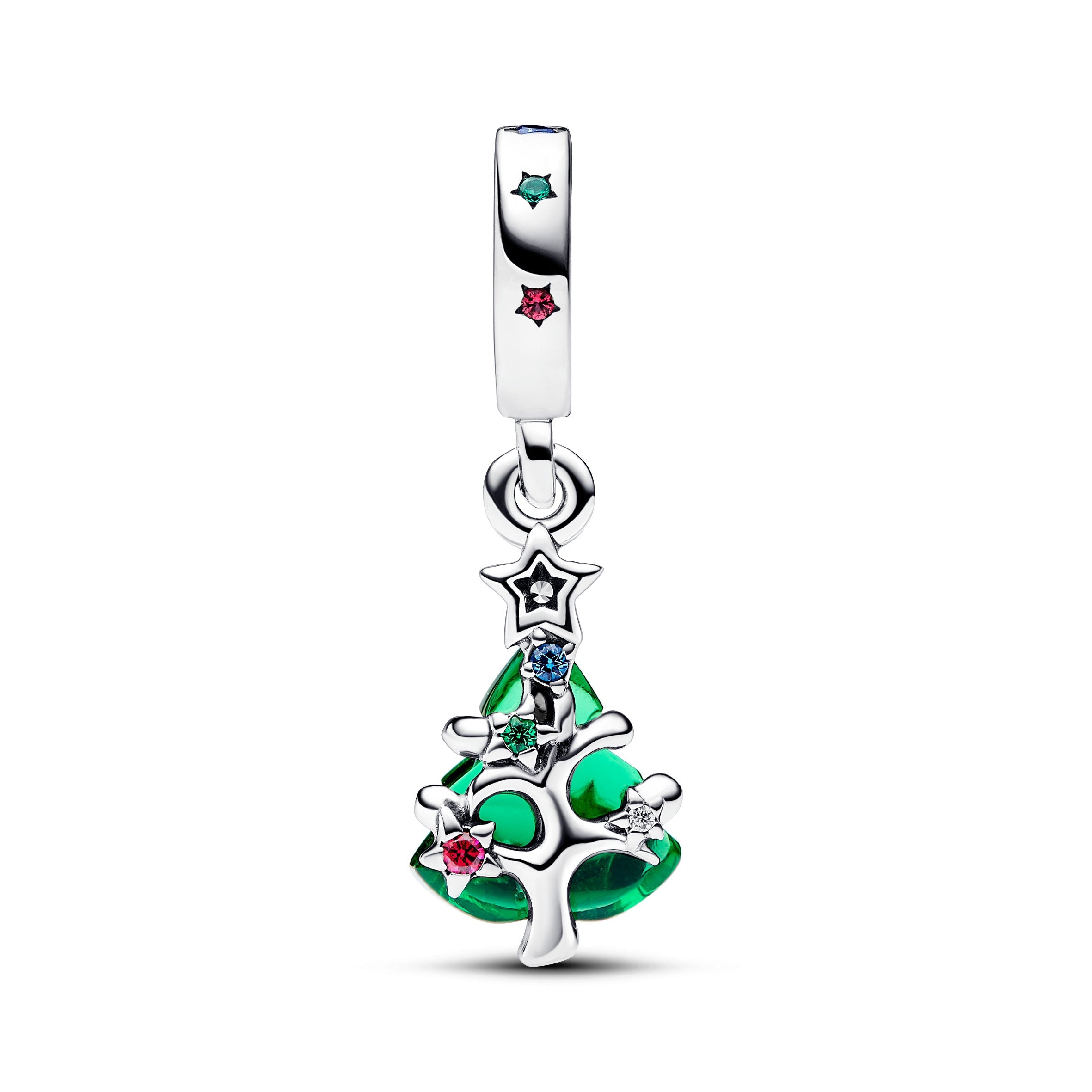 PANDORA Sparkling Christmas Tree Dangle Charm Cubic Zirconia Green Charms Bracelet Charm Jewelry Gift