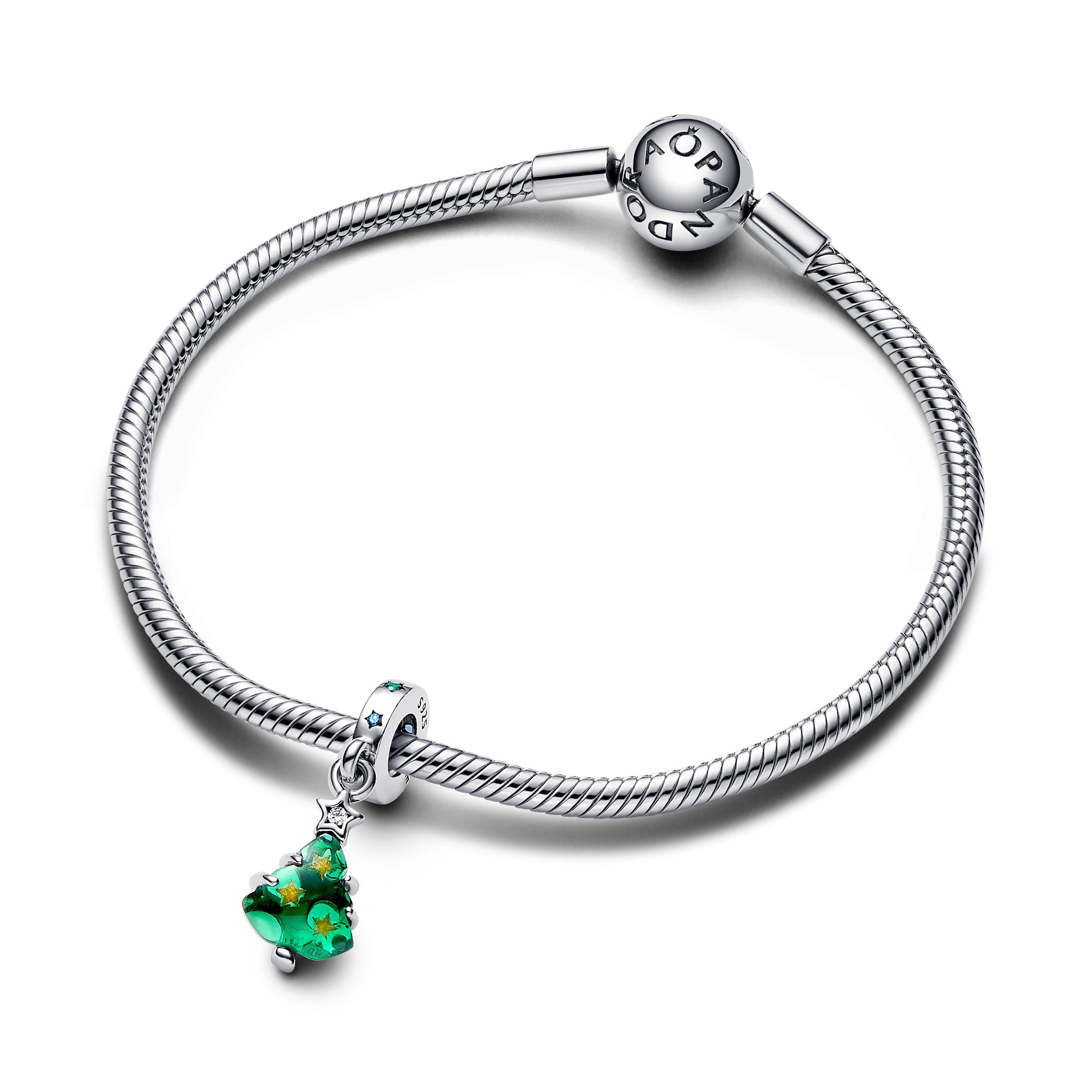 PANDORA Sparkling Christmas Tree Dangle Charm Cubic Zirconia Green Charms Bracelet Charm Jewelry Gift
