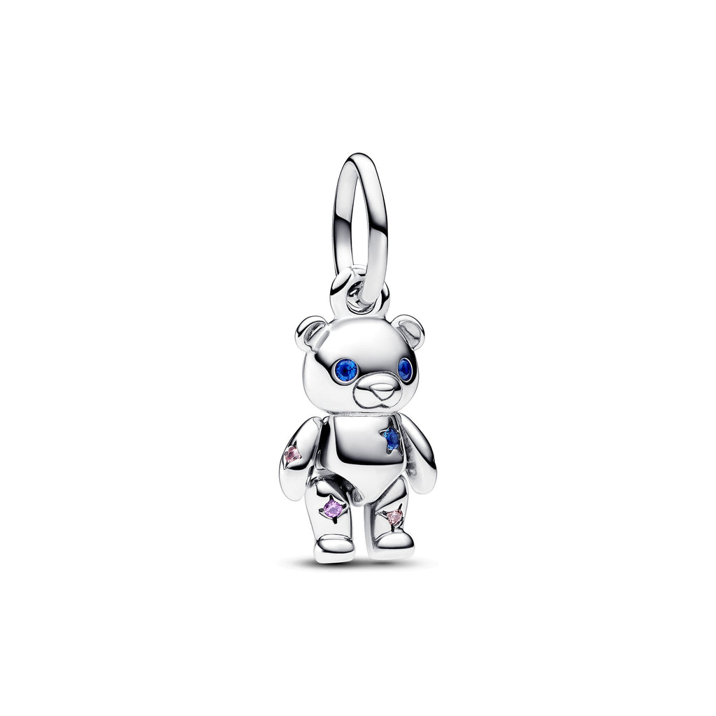 PANDORA Movable Teddy Bear Dangle Charm Cubic Zirconia Silver Charms Bracelet Charm Jewelry Gift
