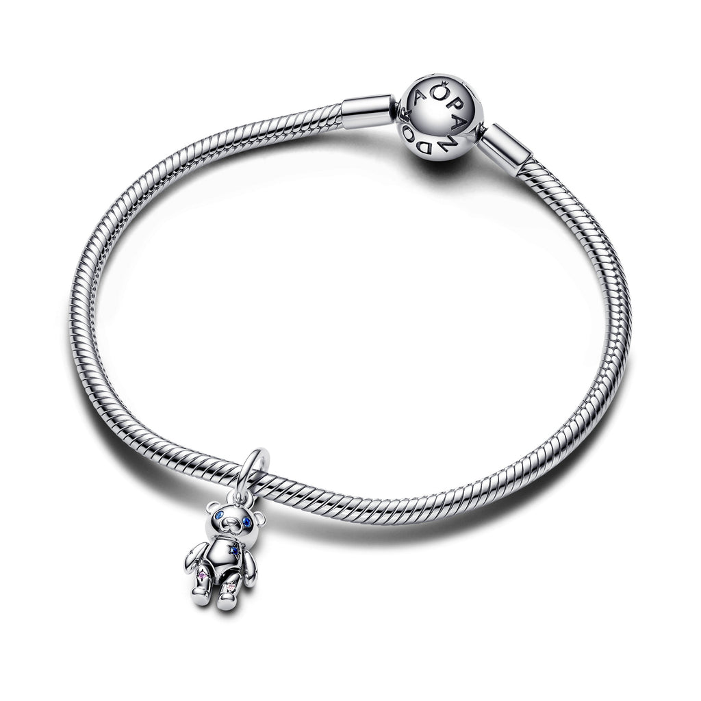 PANDORA Movable Teddy Bear Dangle Charm Cubic Zirconia Silver Charms Bracelet Charm Jewelry Gift