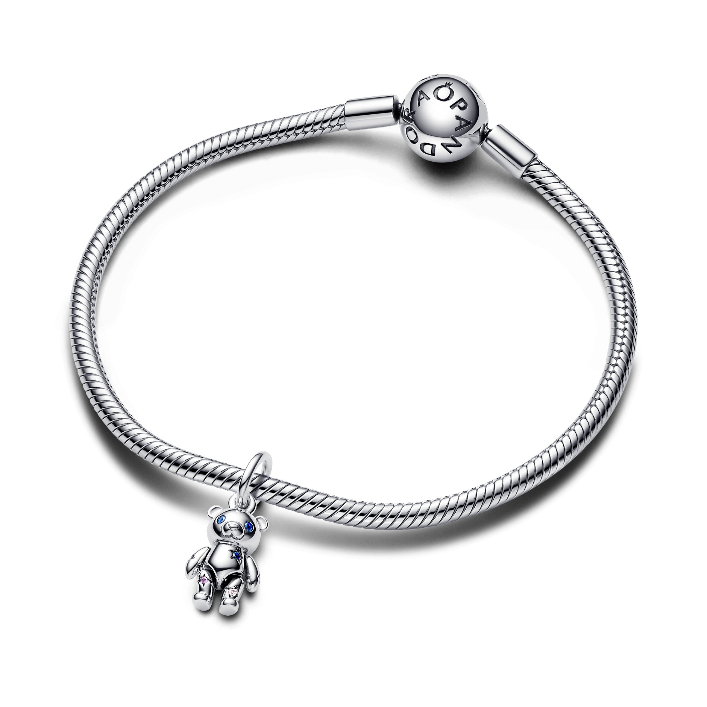 PANDORA Movable Teddy Bear Dangle Charm Cubic Zirconia Silver Charms Bracelet Charm Jewelry Gift