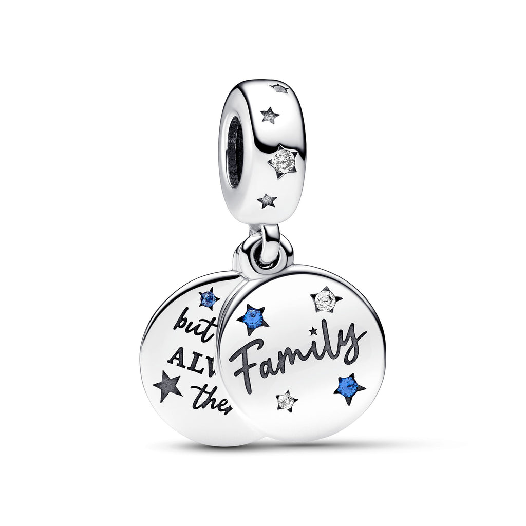 PANDORA Family Love Double Dangle Charm Cubic Zirconia Silver Charms Bracelet Charm Jewelry Gift