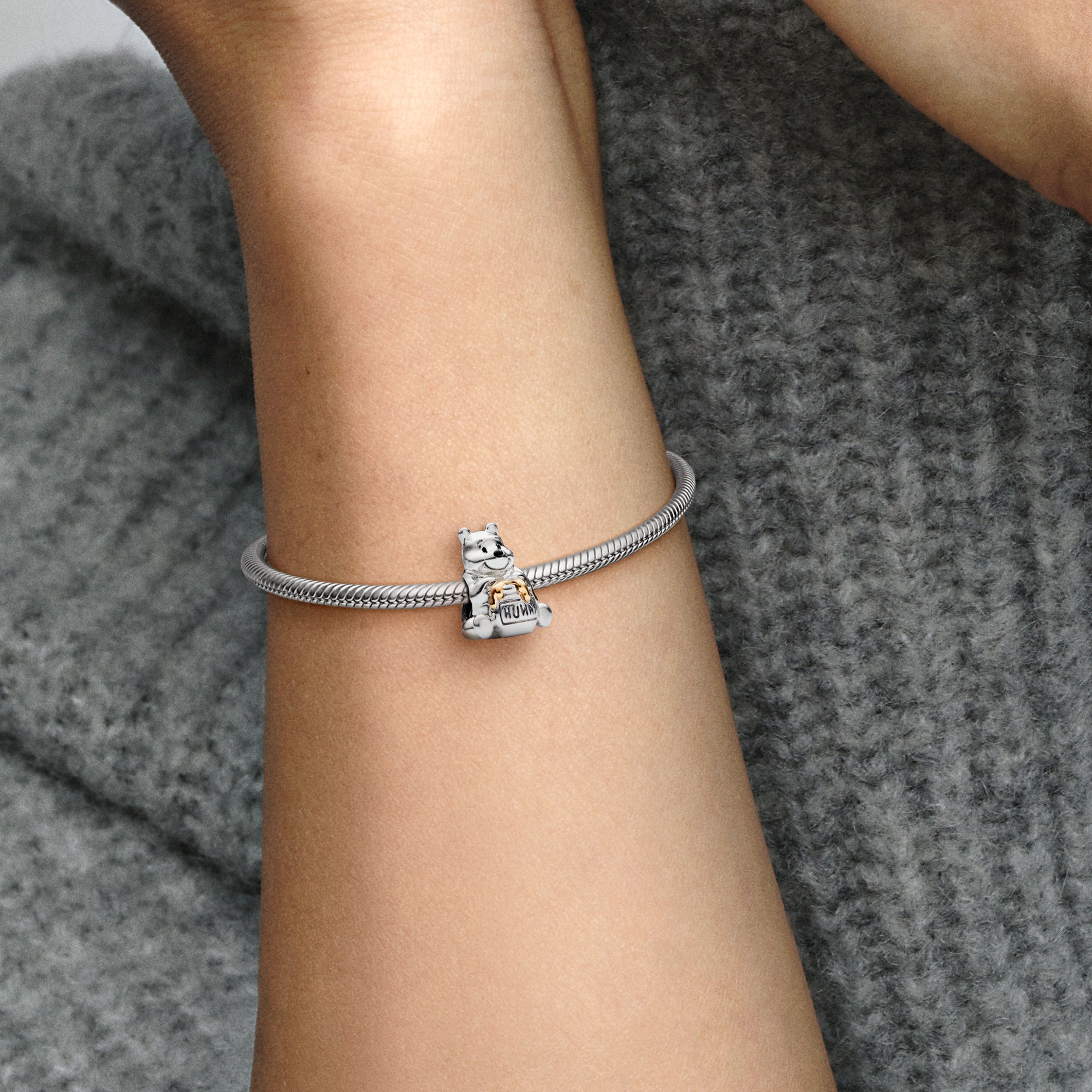 PANDORA Disney 100th Anniversary Winnie The Pooh Lab-created Diamond Dangle Charm 14K Gold Silver Charms Bracelet Charm Jewelry Gift