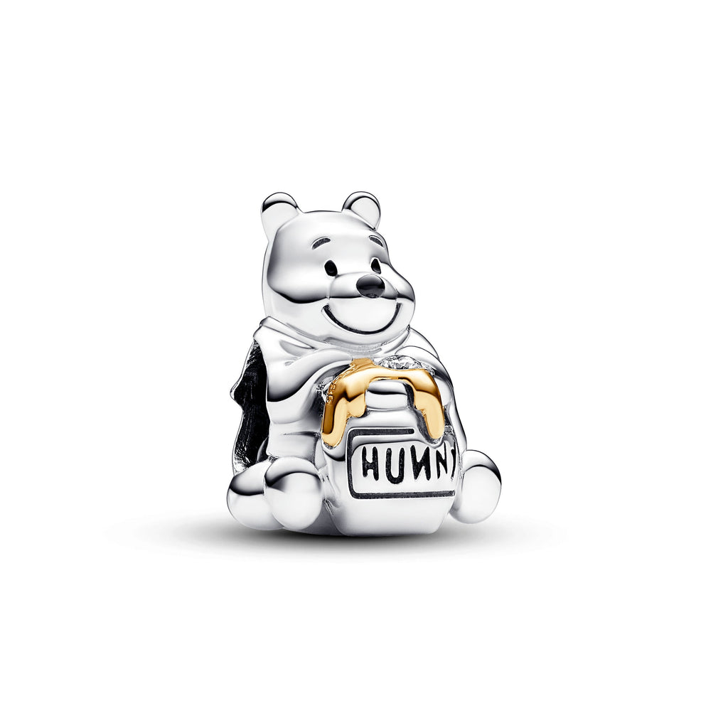 PANDORA Disney 100th Anniversary Winnie The Pooh Lab-created Diamond Dangle Charm 14K Gold Silver Charms Bracelet Charm Jewelry Gift