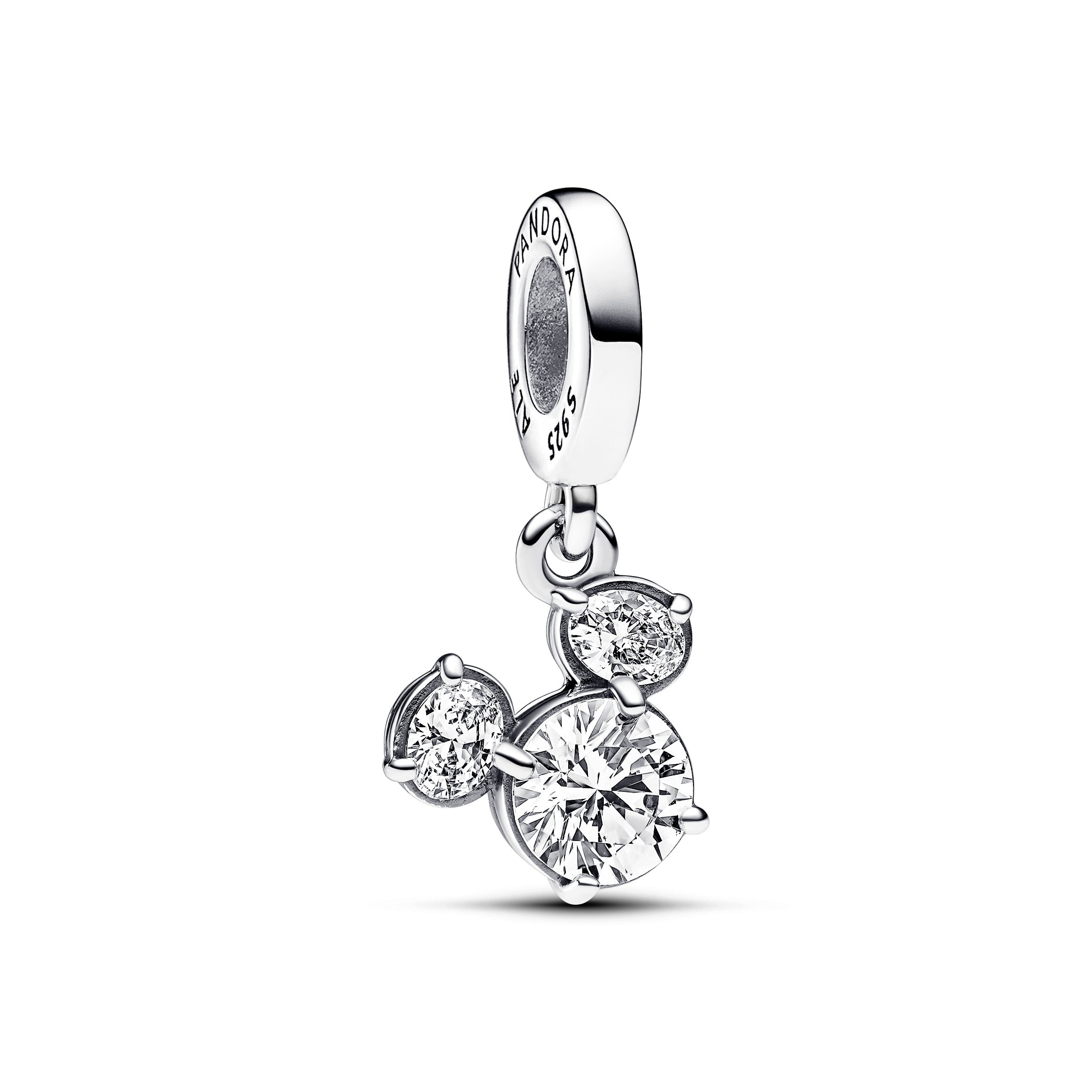 PANDORA Disney Mickey Mouse Sparkling Head Silhouette Dangle Charm Cubic Zirconia Silver Disney X PANDORA Charms Bracelet Charm Jewelry Gift