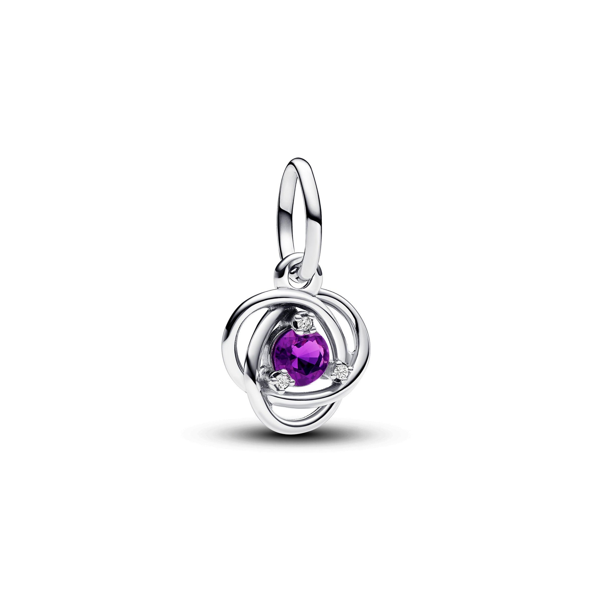 PANDORA February Purple Eternity Circle Dangle Charm Cubic Zirconia Silver Birthdays Charms Bracelet Charm Jewelry Gift