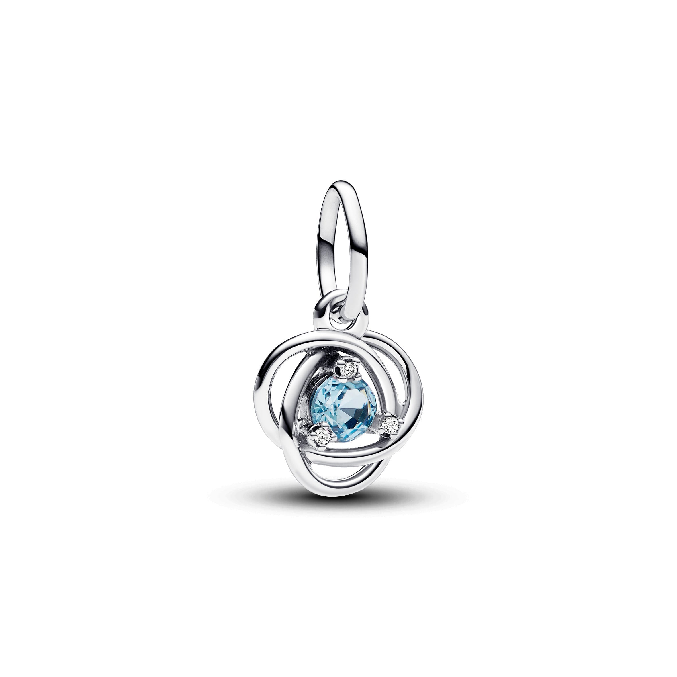 PANDORA March Sea Aqua Blue Eternity Circle Dangle Charm Cubic Zirconia Silver Birthdays Charms Bracelet Charm Jewelry Gift