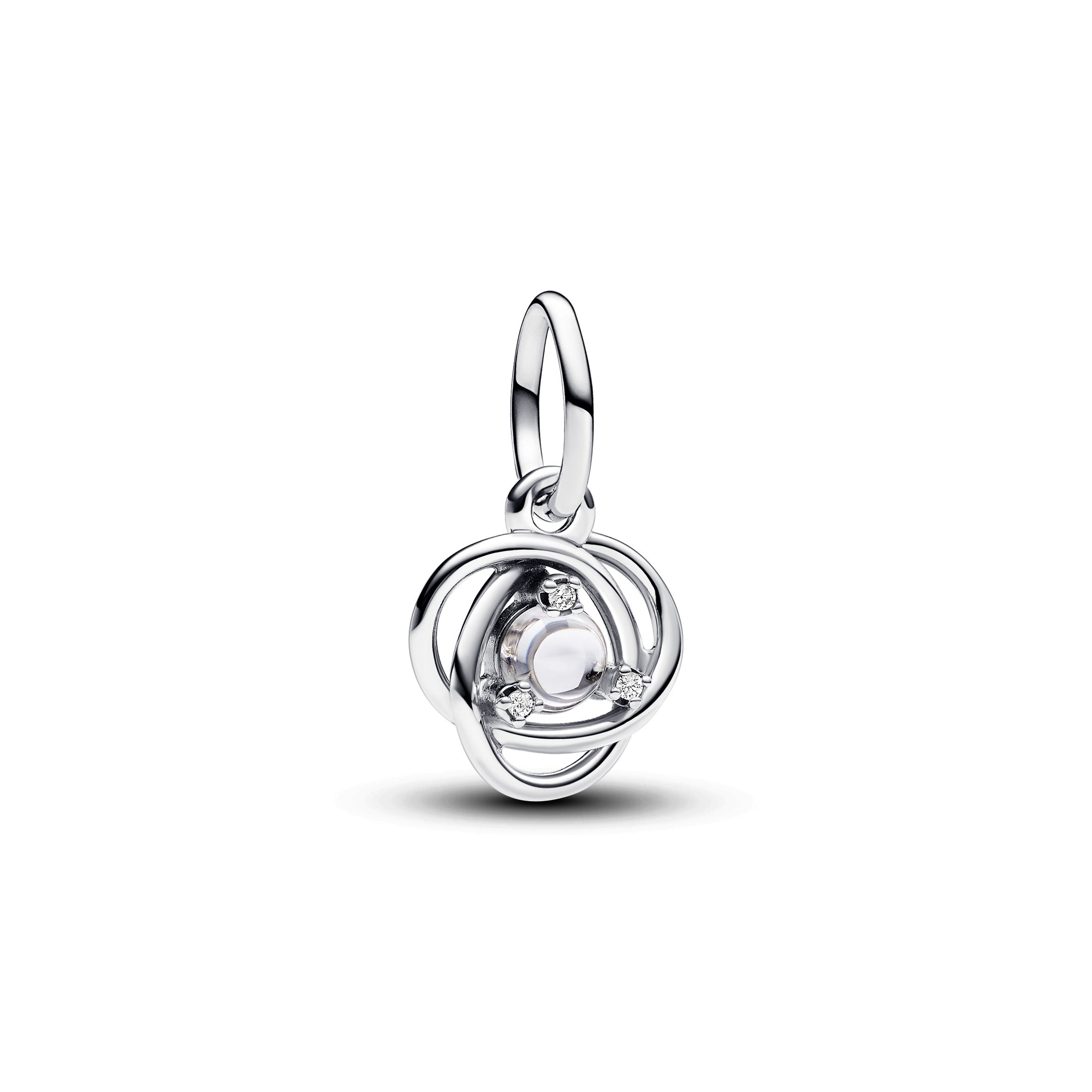 PANDORA April Clear Eternity Circle Dangle Charm Cubic Zirconia Silver Birthdays Charms Bracelet Charm Jewelry Gift