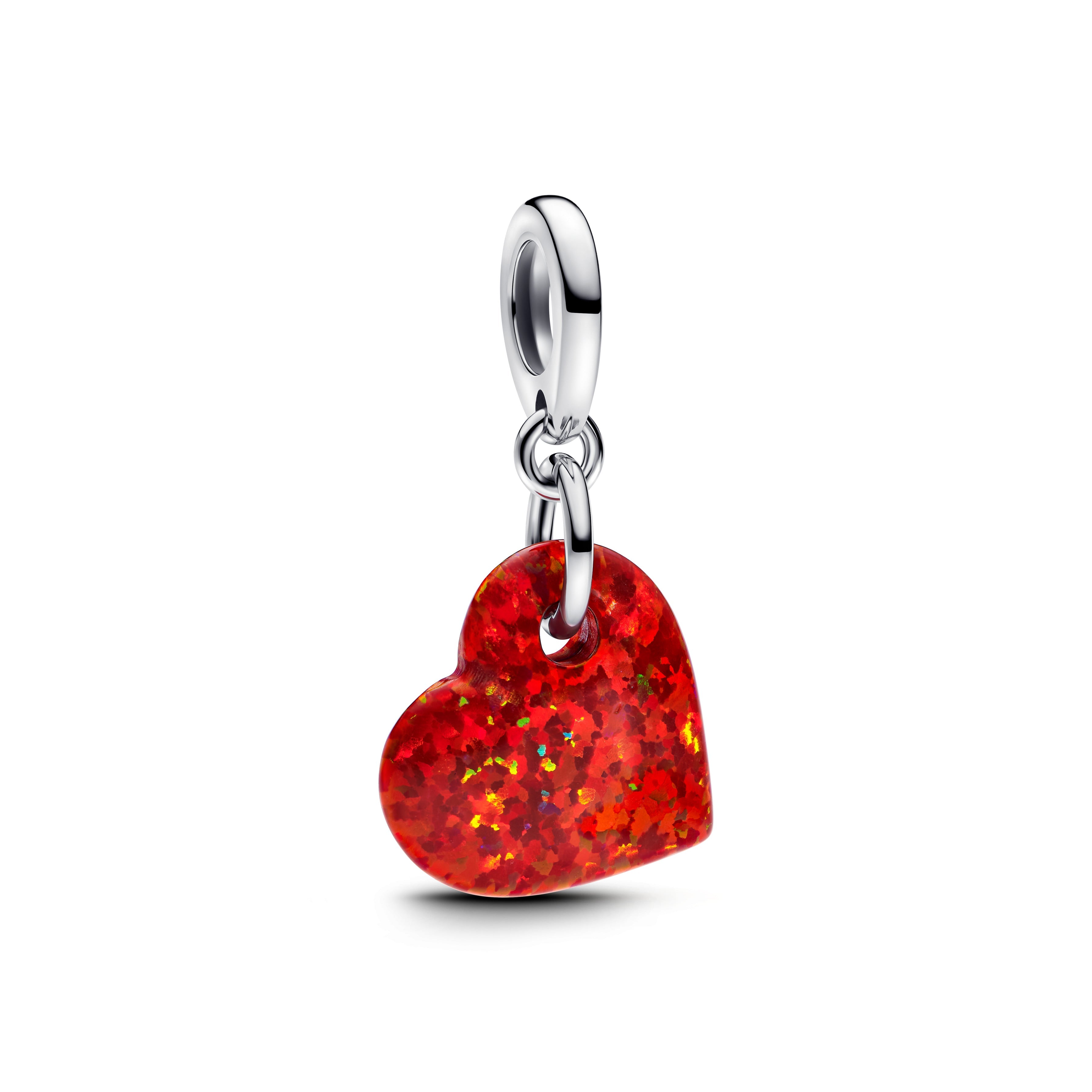 PANDORA Opalescent Red Heart Dangle Charm Lab Created Opal Chinese New Year Charms Bracelet Charm Jewelry Gift