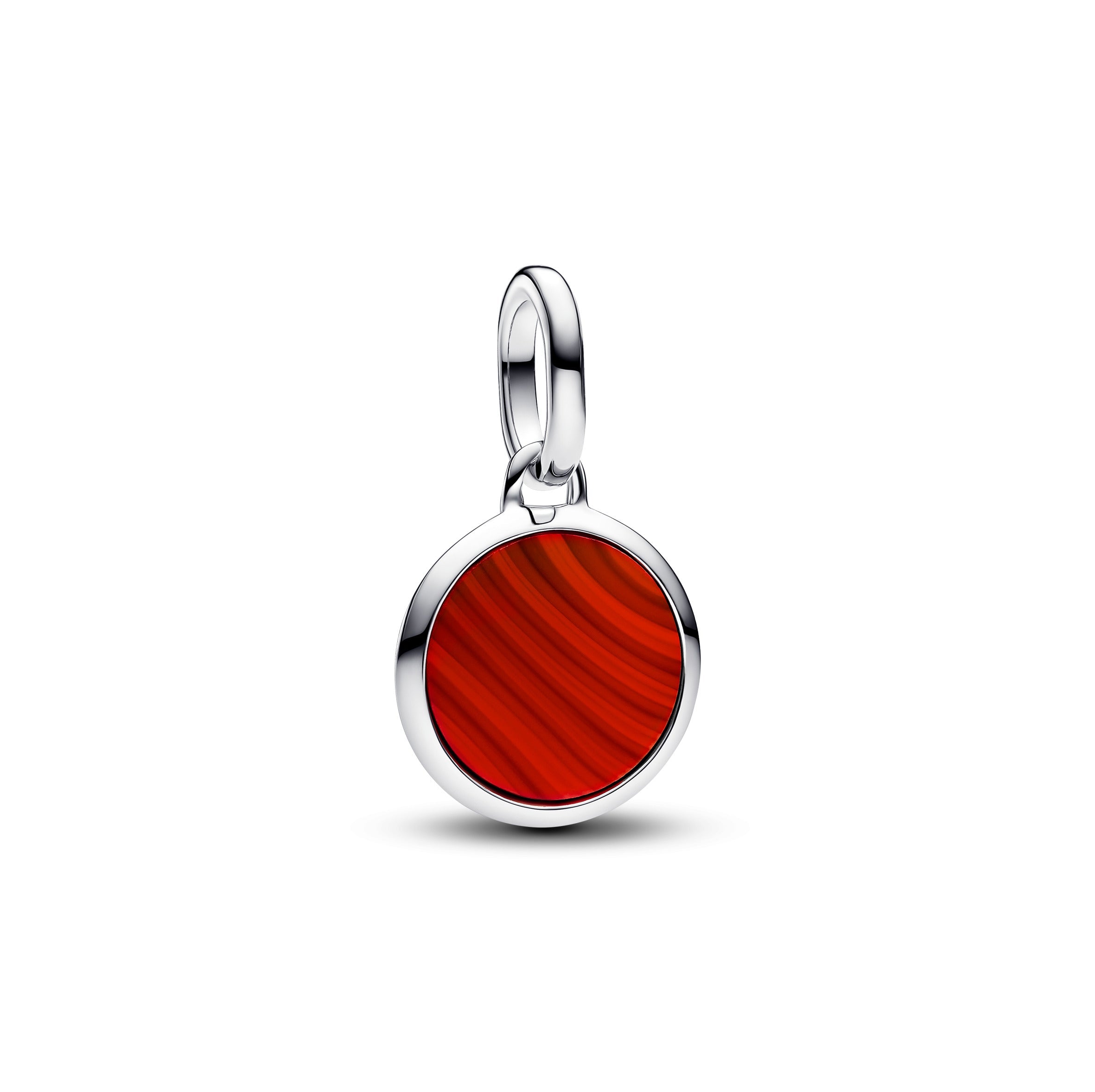 PANDORA Red Murano Glass Engravable Mini Medallion Charm Orange Stones Charms Bracelet Charm Jewelry Gift
