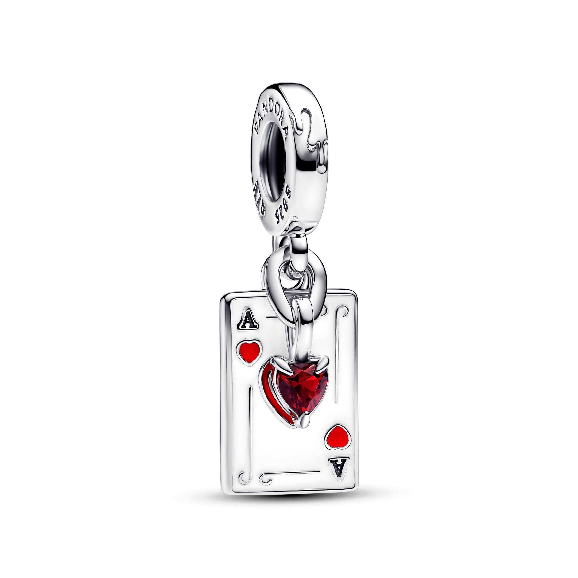 PANDORA Disney Villains Queen Of Hearts Double Dangle Charm Enamel Red Charms Bracelet Charm Jewelry Gift
