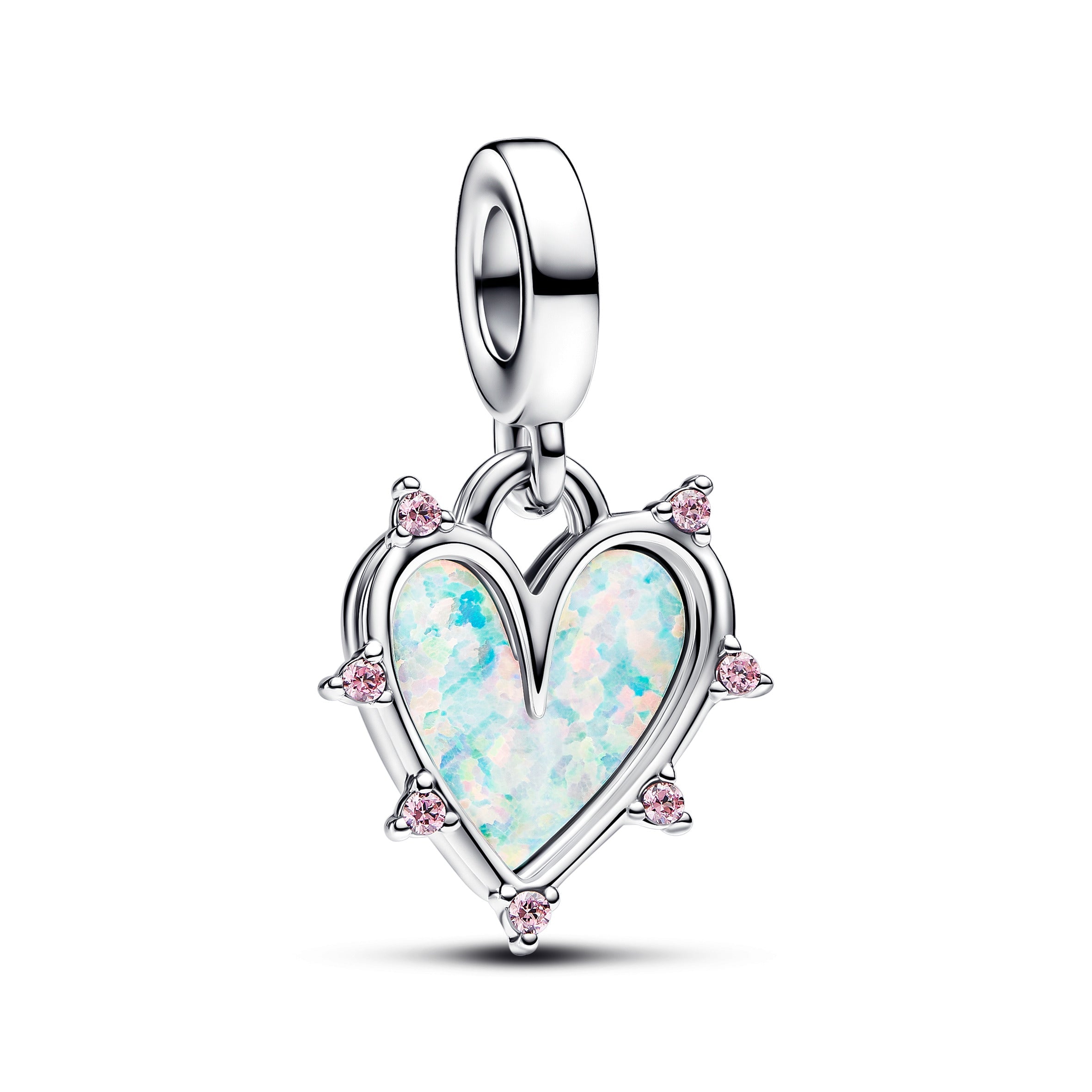 PANDORA Friendship Opalescent Double Dangle Charm Cubic Zirconia Pink Be Love Charms Bracelet Charm Jewelry Gift