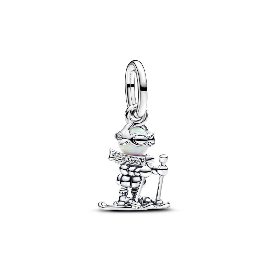 PANDORA Skier Dangle Charm Cubic Zirconia Silver Nature Charms Bracelet Charm Jewelry Gift