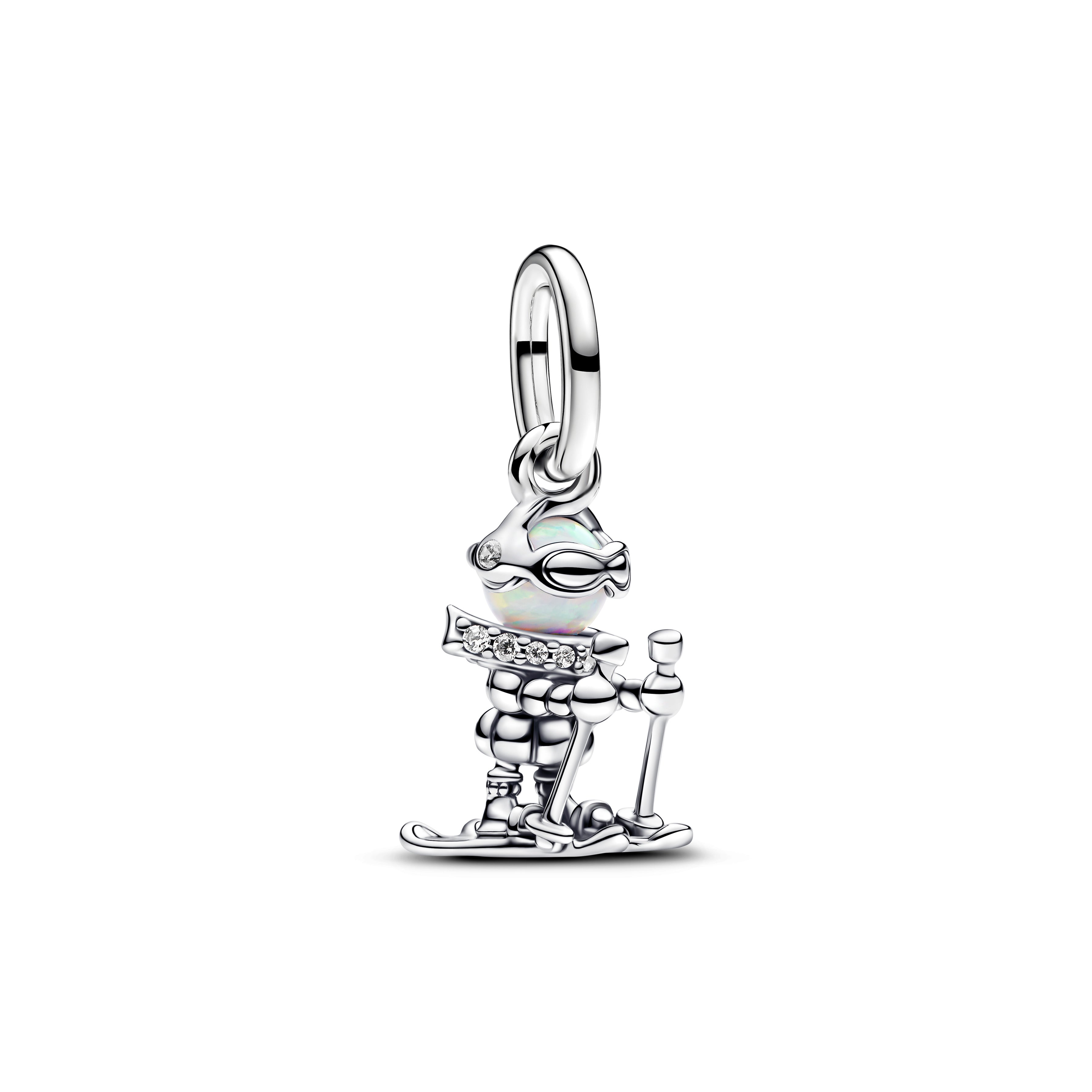 PANDORA Skier Dangle Charm Cubic Zirconia Silver Nature Charms Bracelet Charm Jewelry Gift