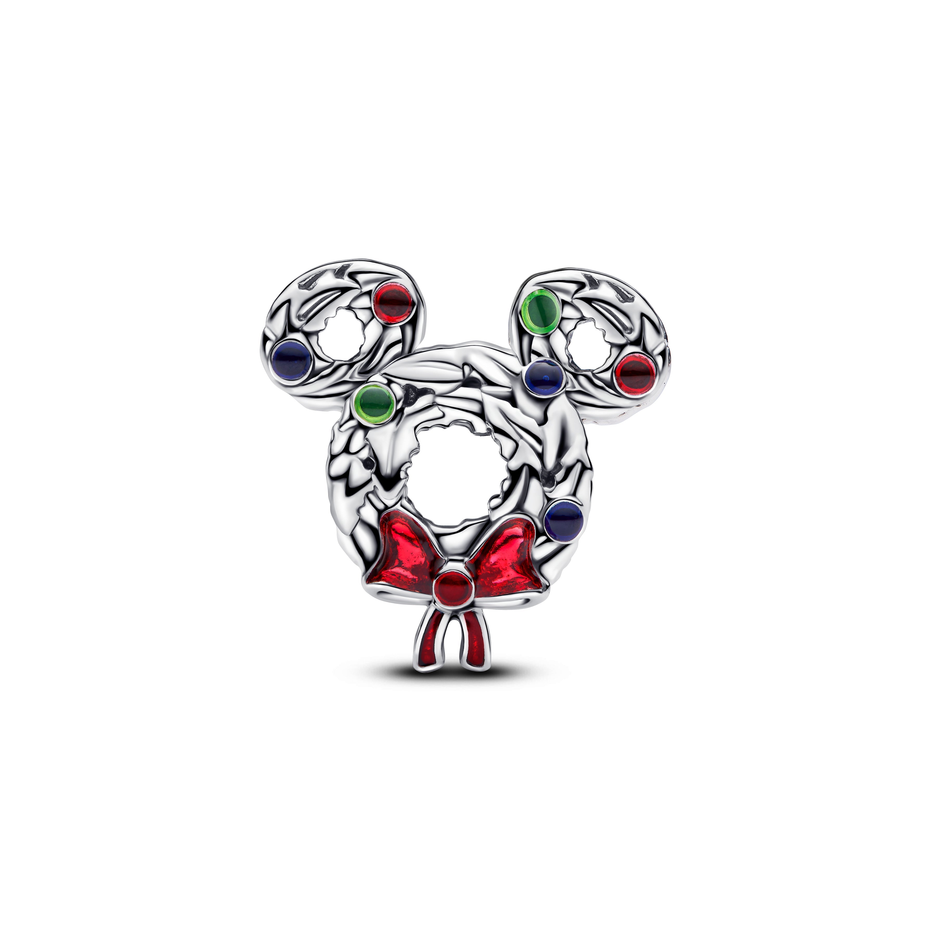 PANDORA Disney Mickey Mouse Christmas Wreath Charm Enamel Blue Disney X PANDORA Charms Bracelet Charm Jewelry Gift