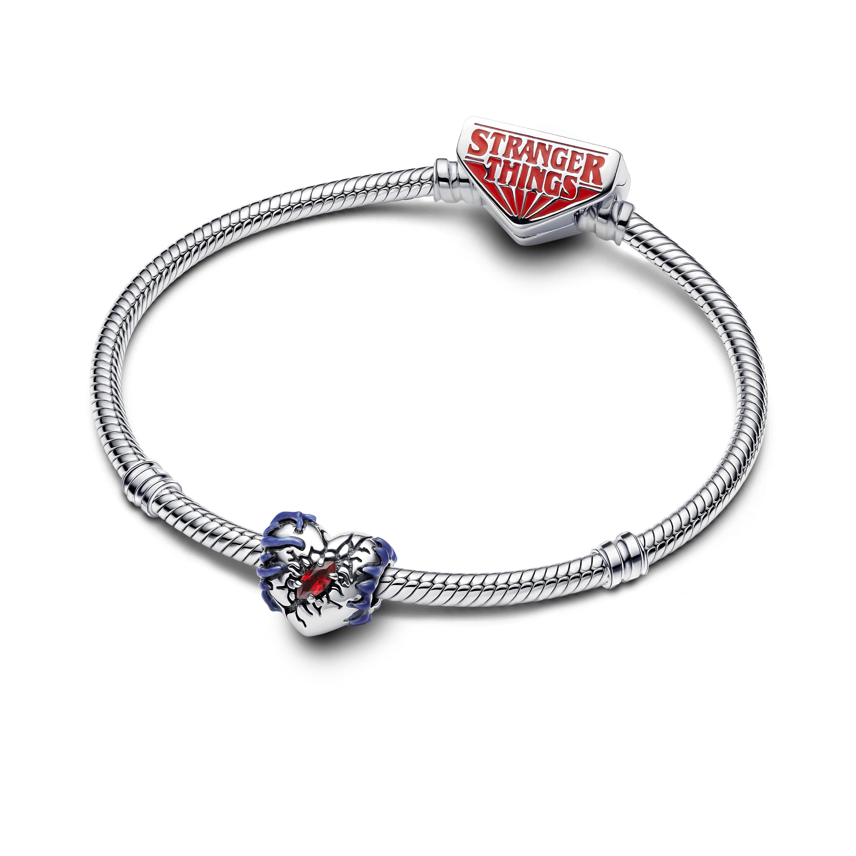 PANDORA Stranger Things Glow-in-the-dark Heart Charm Man Made Crystal Blue Charms Bracelet Charm Jewelry Gift