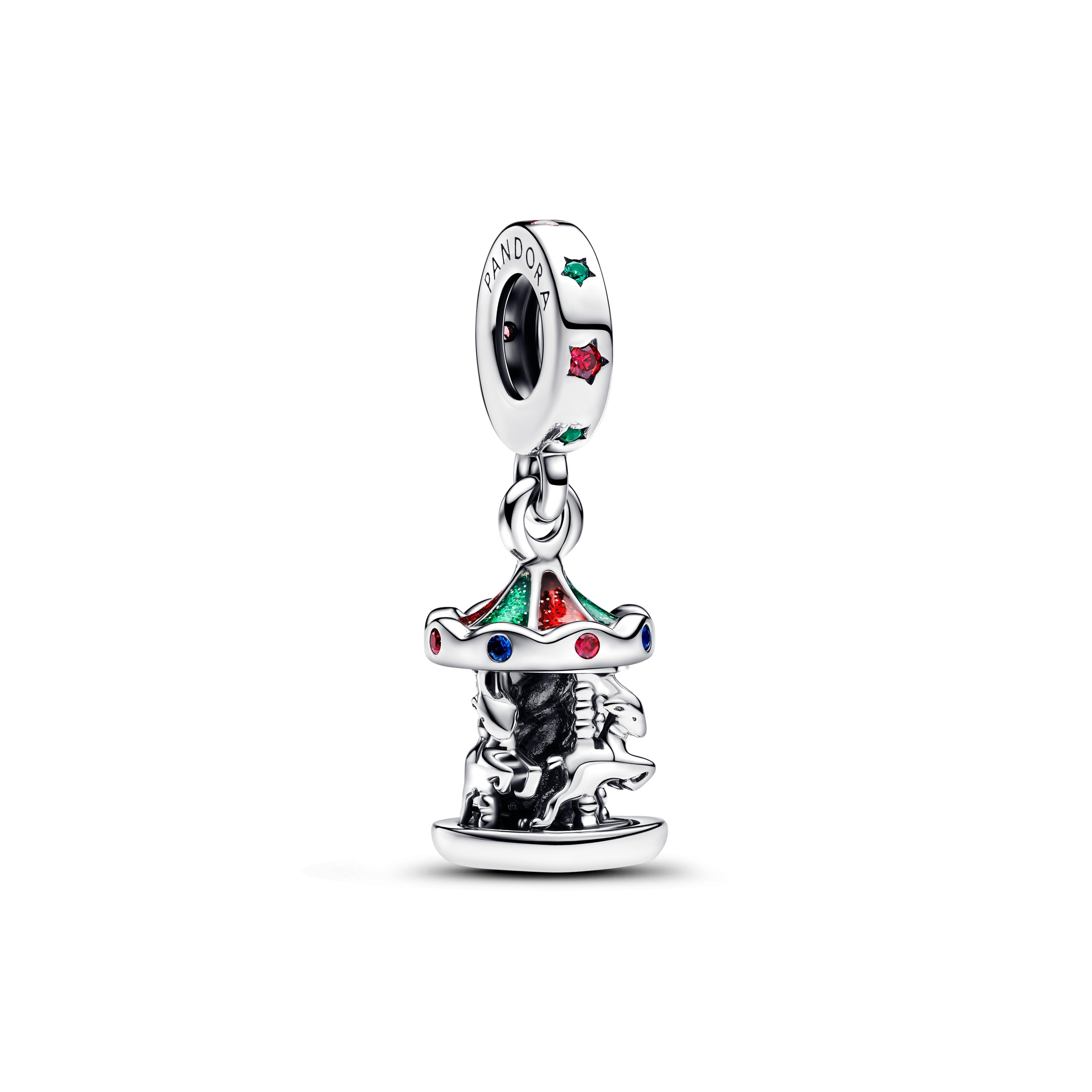 PANDORA Spinning Carousel Dangle Charm Enamel Blue Family And Friends Charms Bracelet Charm Jewelry Gift