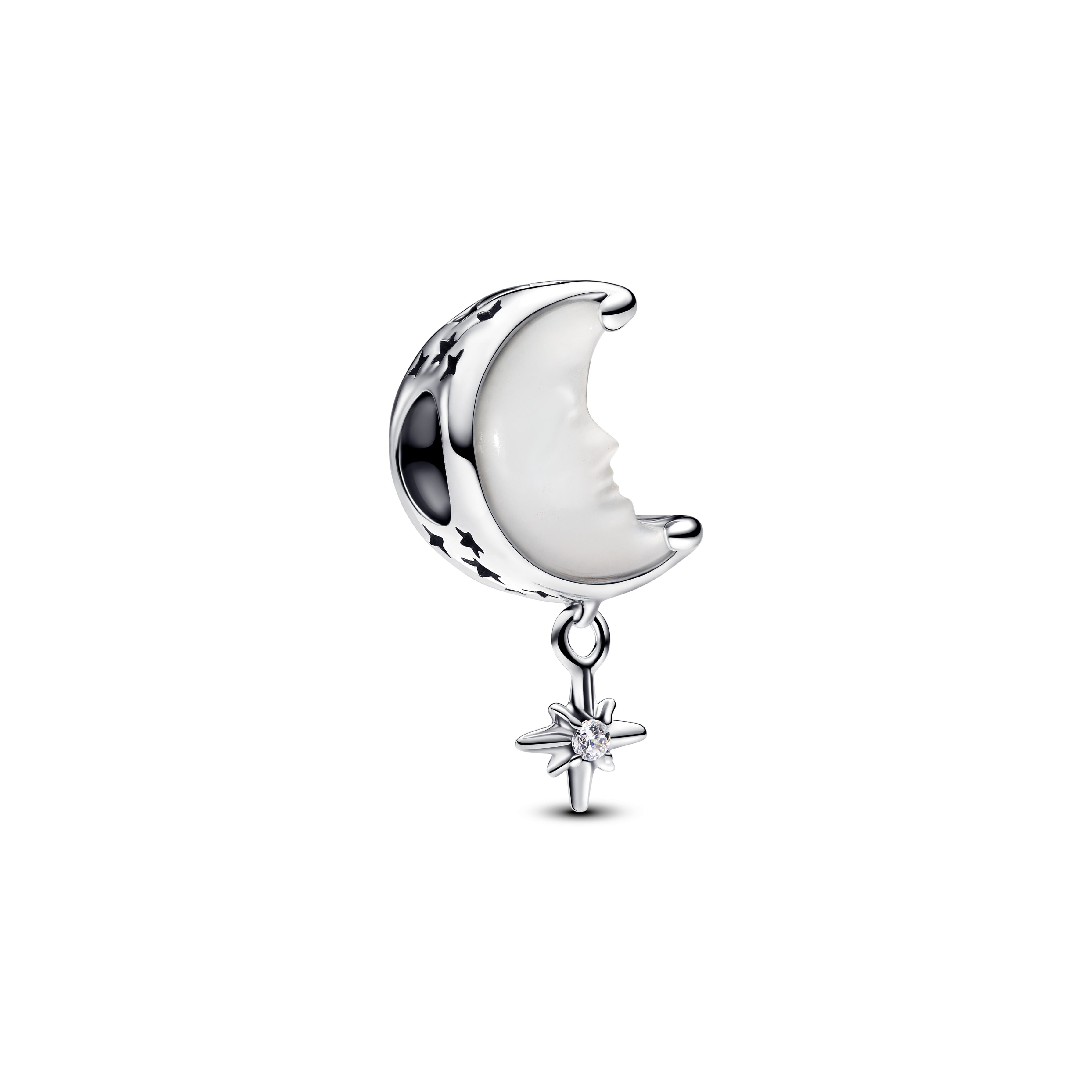 PANDORA Moon And North Star Charm Cubic Zirconia Silver Charms Bracelet Charm Jewelry Gift