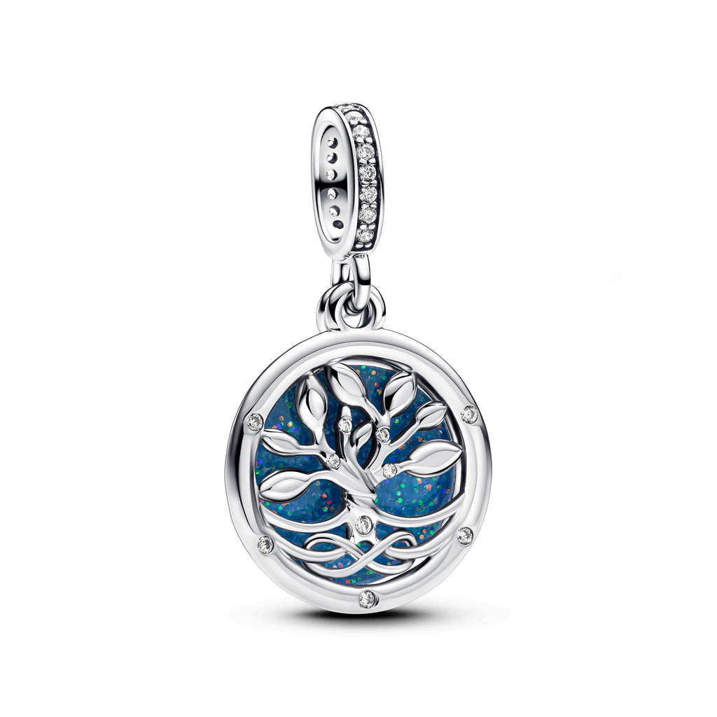 PANDORA Glow-in-the-dark Infinity Tree Double Dangle Charm Cubic Zirconia Glow In The Dark Family And Friends Charms Bracelet Charm Jewelry Gift