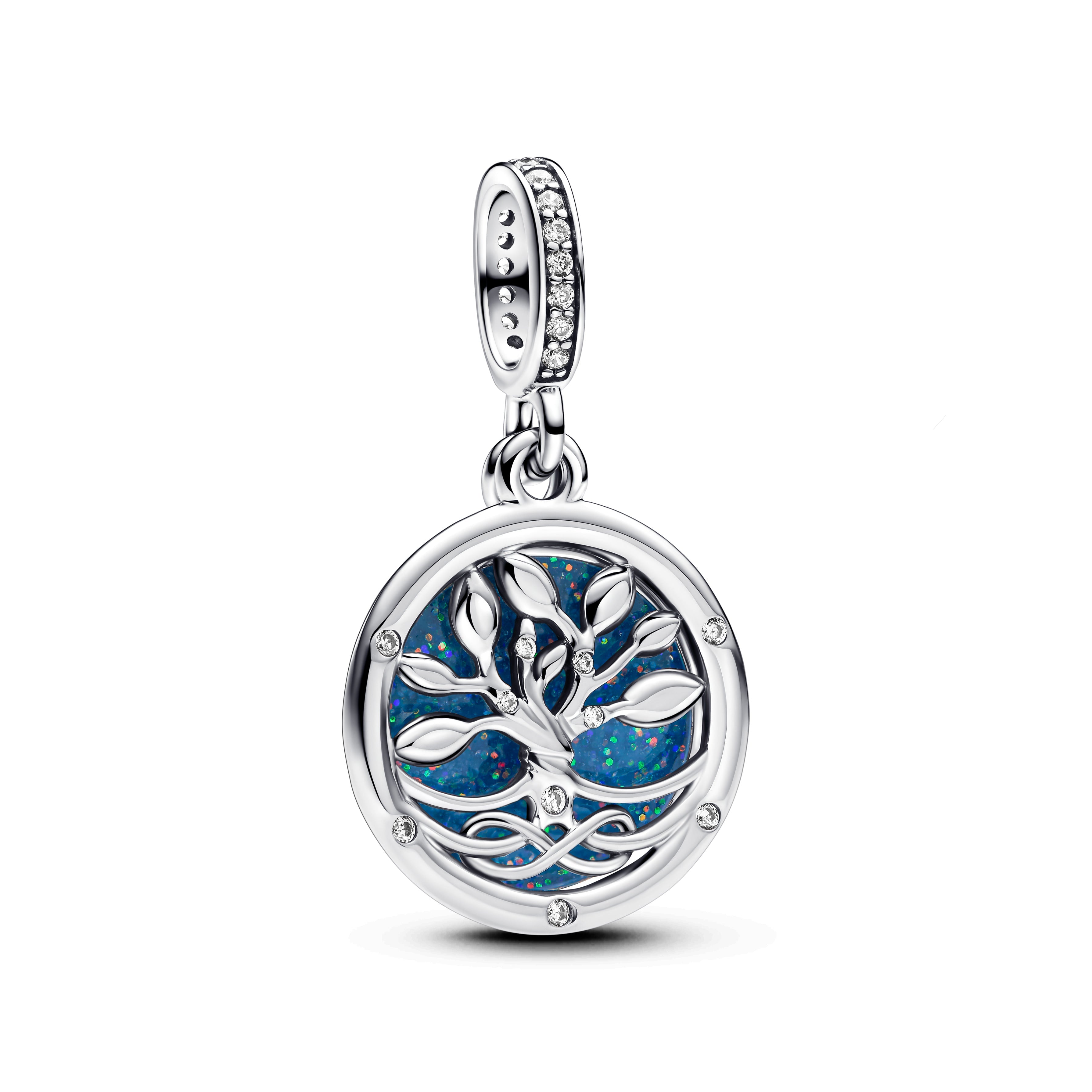 PANDORA Glow-in-the-dark Infinity Tree Double Dangle Charm Cubic Zirconia Glow In The Dark Family And Friends Charms Bracelet Charm Jewelry Gift