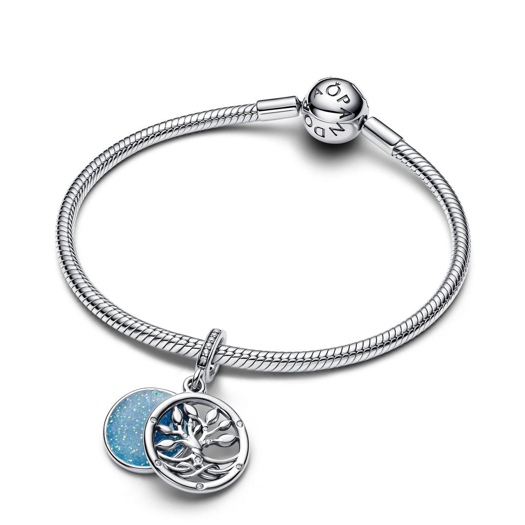 PANDORA Glow-in-the-dark Infinity Tree Double Dangle Charm Cubic Zirconia Glow In The Dark Family And Friends Charms Bracelet Charm Jewelry Gift
