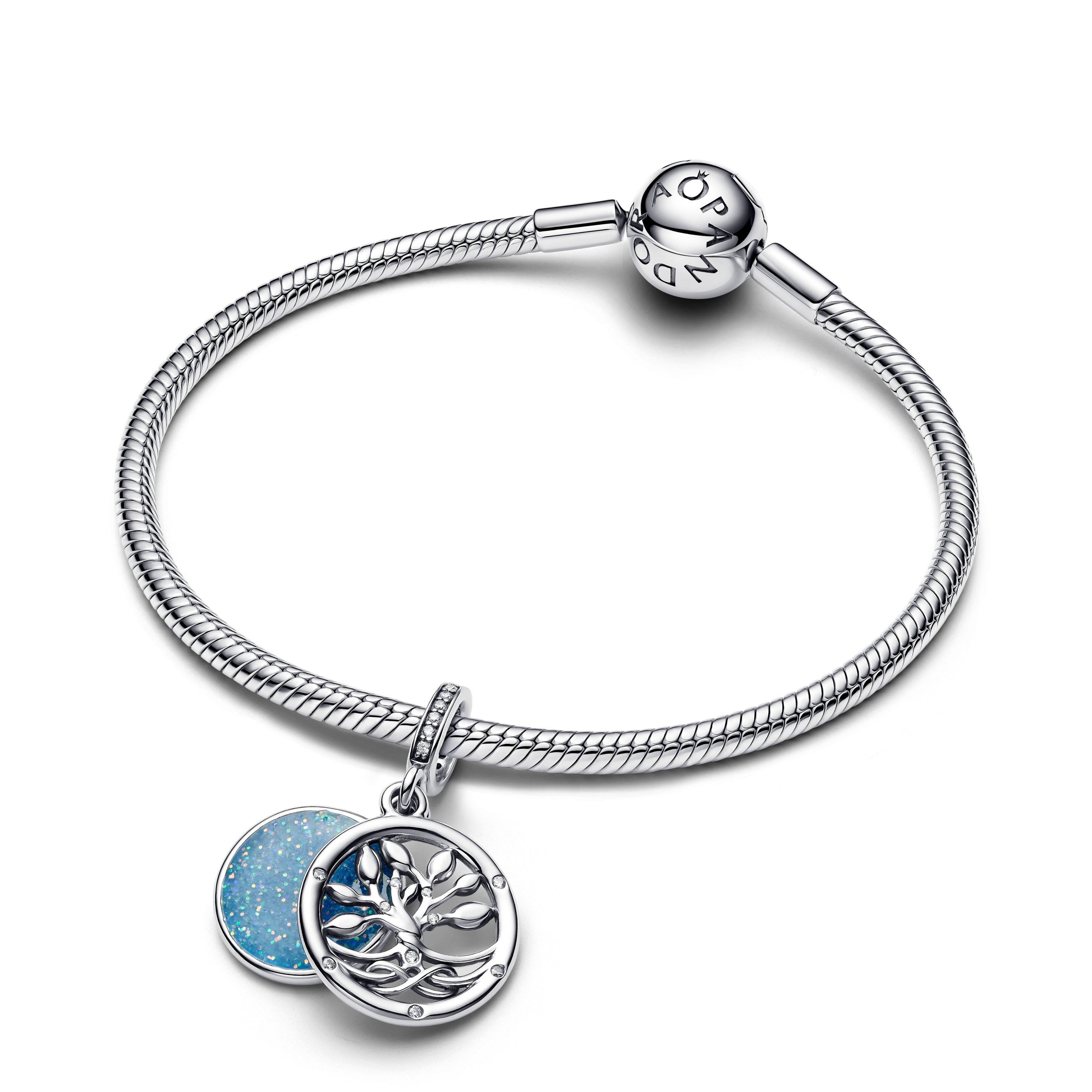 PANDORA Glow-in-the-dark Infinity Tree Double Dangle Charm Cubic Zirconia Glow In The Dark Family And Friends Charms Bracelet Charm Jewelry Gift