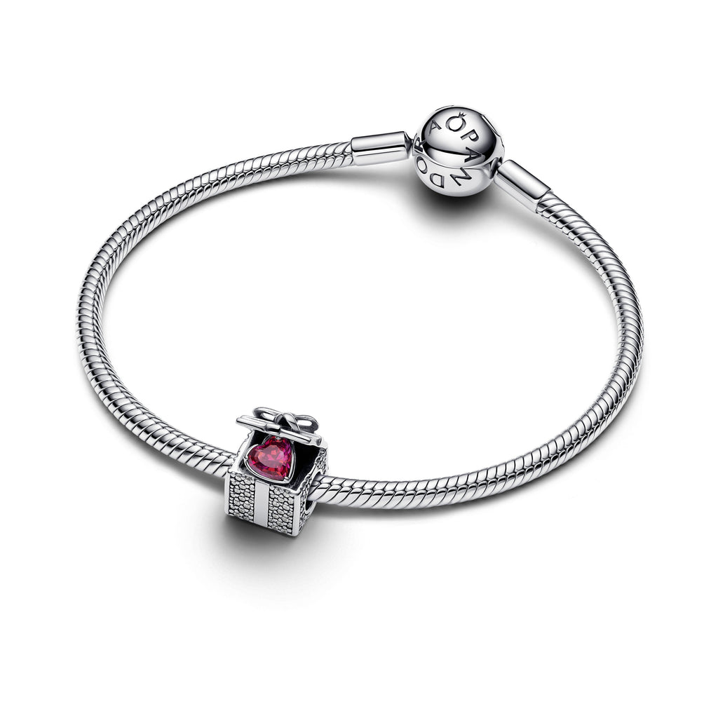 PANDORA Sparkling Gift Box Charm Cubic Zirconia Red Symbols Charms Bracelet Charm Jewelry Gift