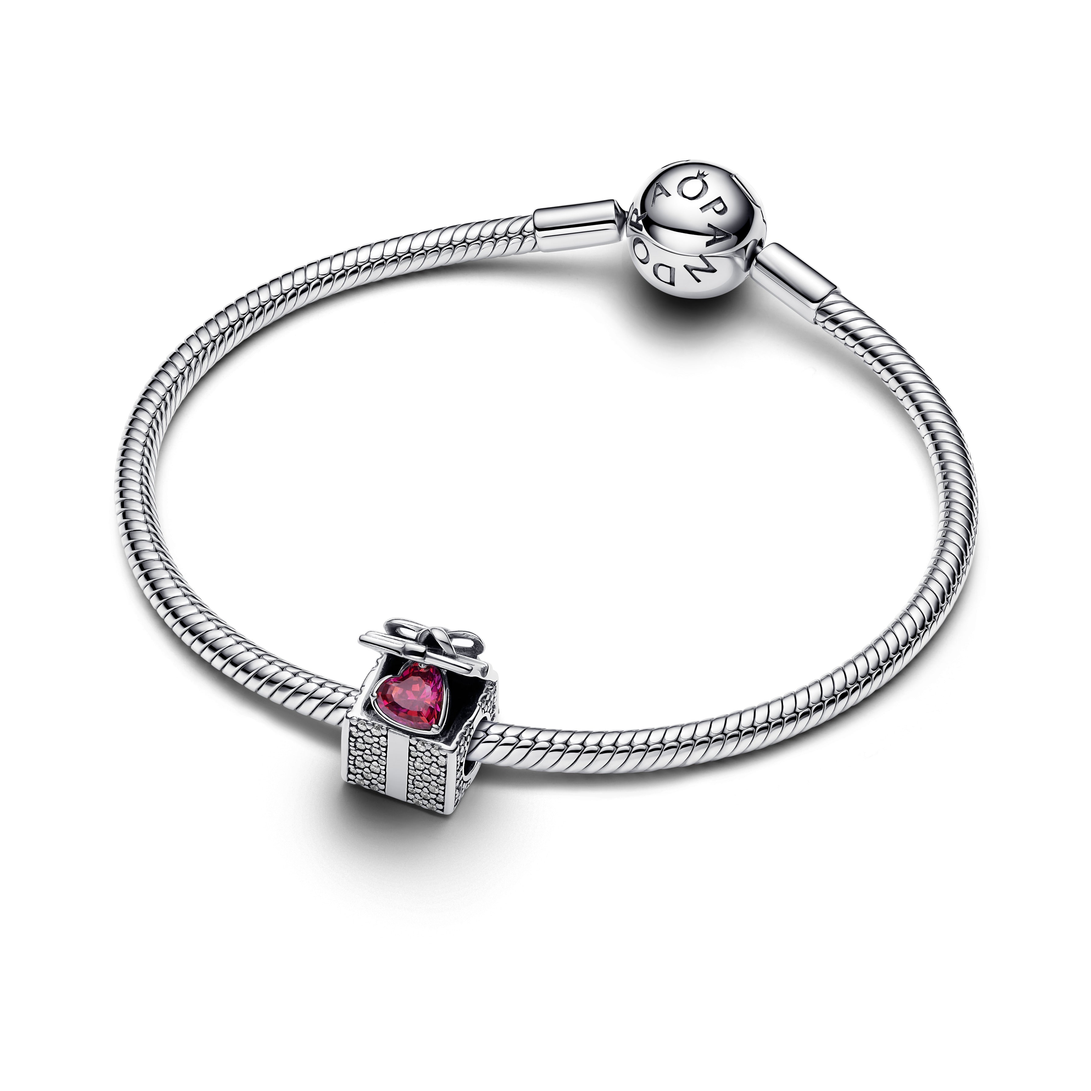 PANDORA Sparkling Gift Box Charm Cubic Zirconia Red Symbols Charms Bracelet Charm Jewelry Gift