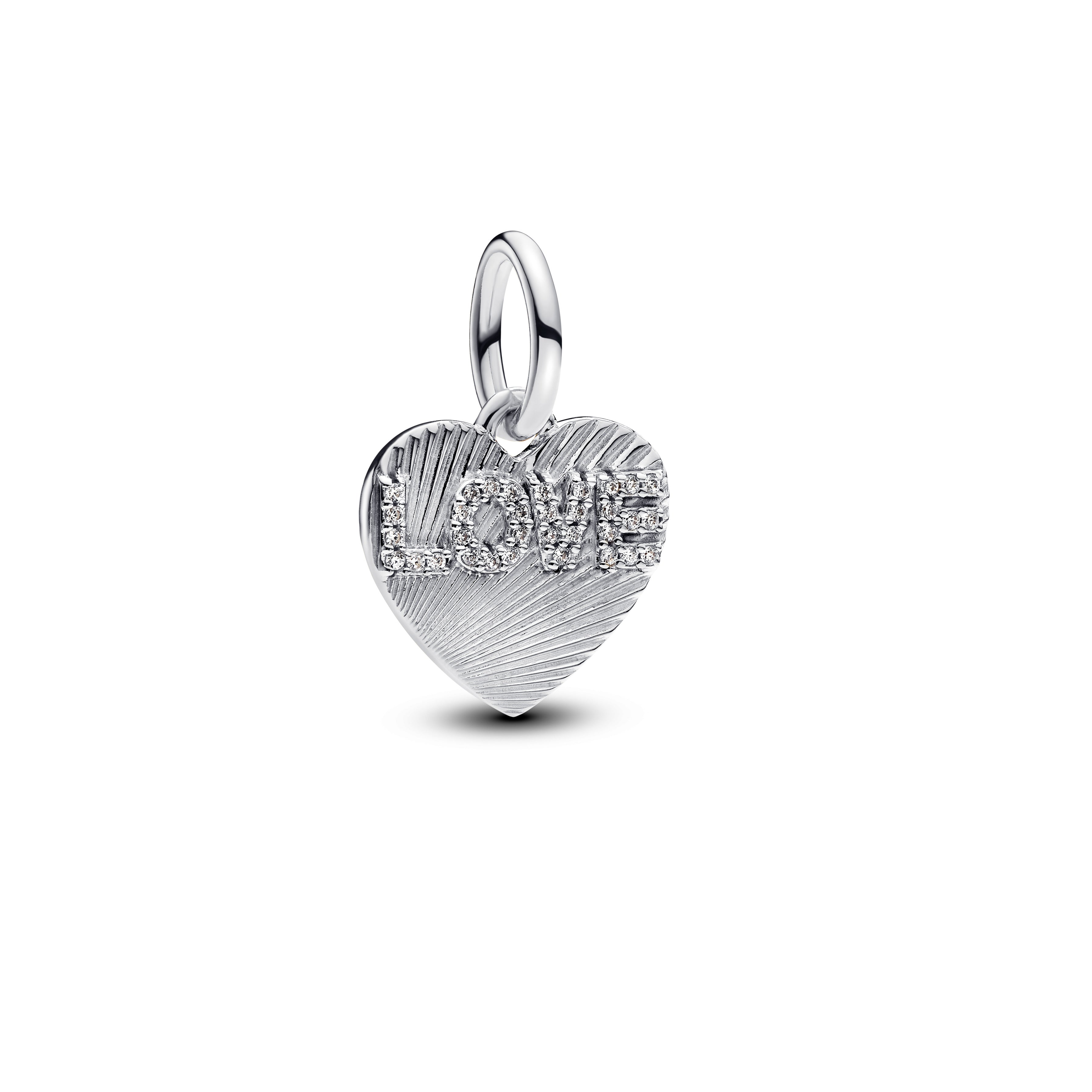 PANDORA Engravable Love Heart Dangle Charm Cubic Zirconia Silver Colour And Sparkle Charms Bracelet Charm Jewelry Gift
