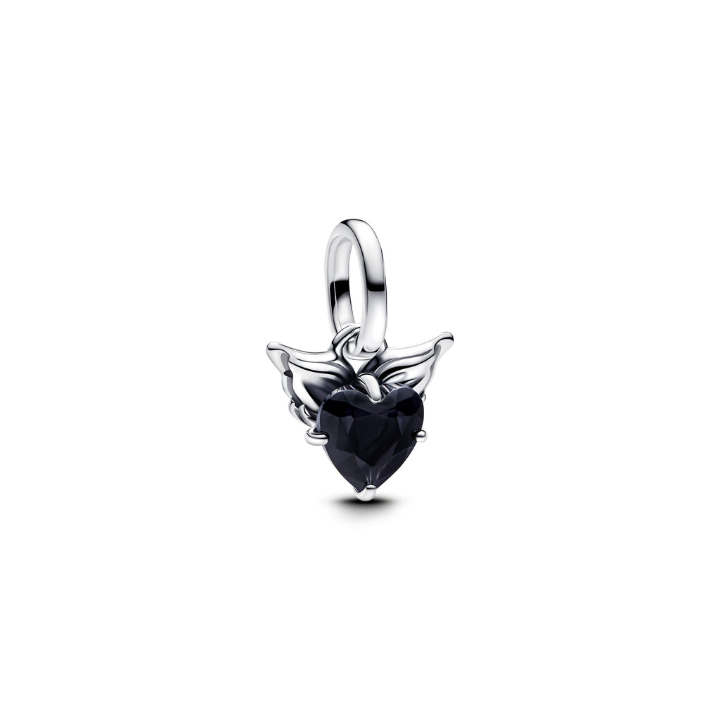 PANDORA Winged Heart Mini Dangle Charm Man Made Crystal Black Arrows Charms Bracelet Charm Jewelry Gift
