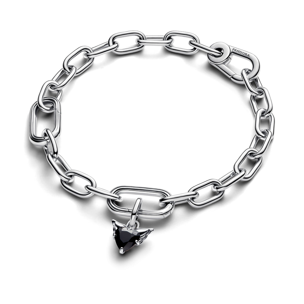PANDORA Winged Heart Mini Dangle Charm Man Made Crystal Black Arrows Charms Bracelet Charm Jewelry Gift