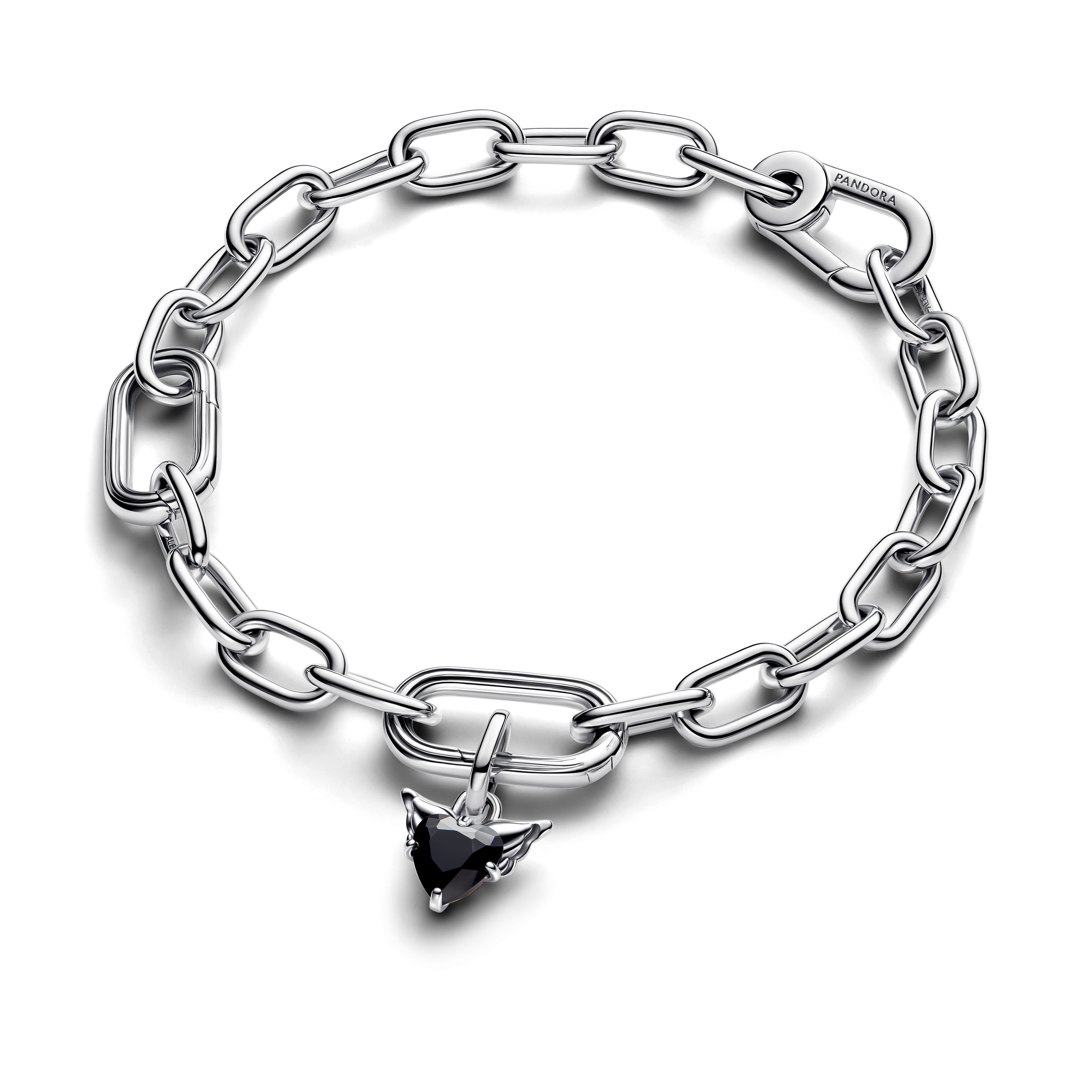 PANDORA Winged Heart Mini Dangle Charm Man Made Crystal Black Arrows Charms Bracelet Charm Jewelry Gift