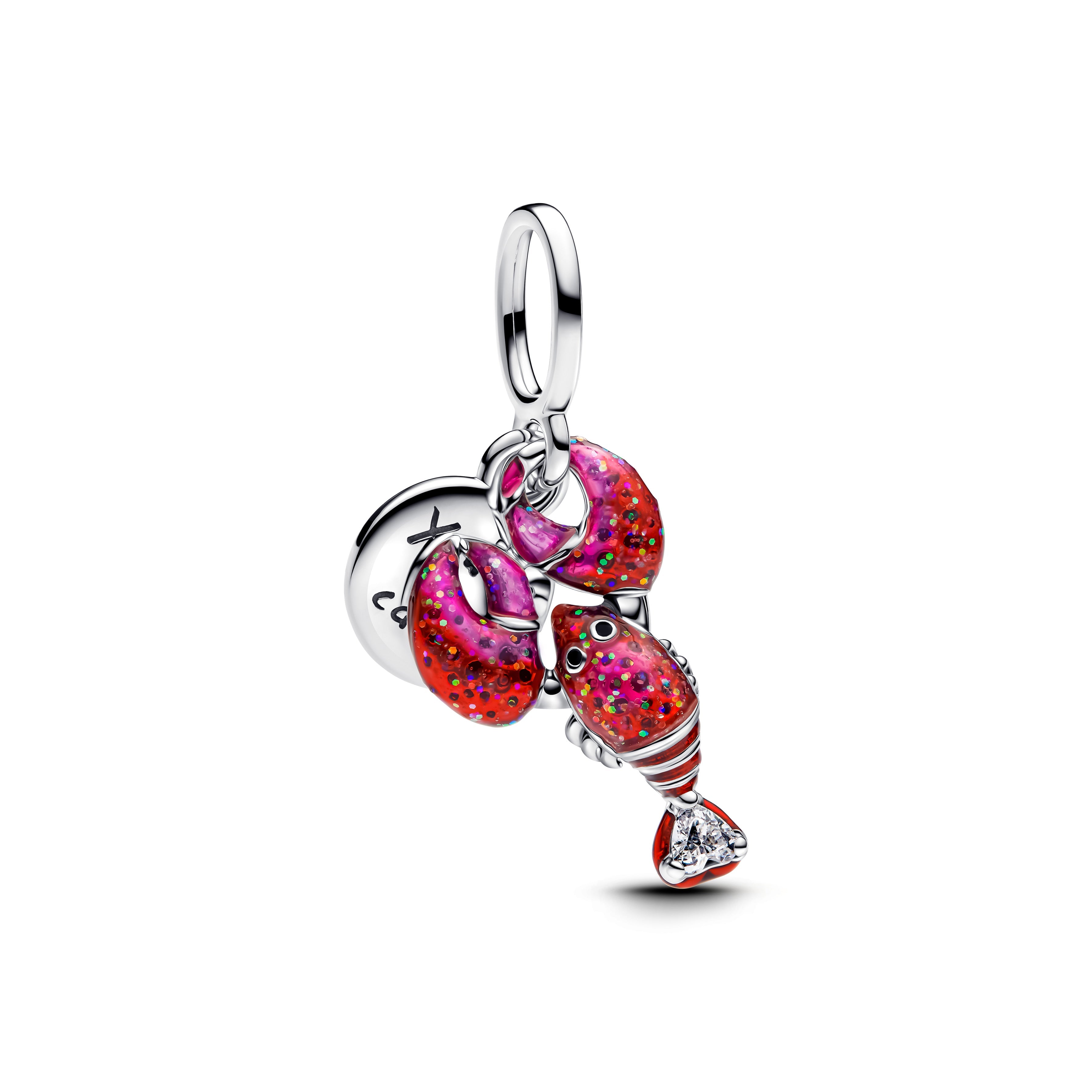 PANDORA Lobster Dangle Charm Cubic Zirconia Black Love Charms Bracelet Charm Jewelry Gift