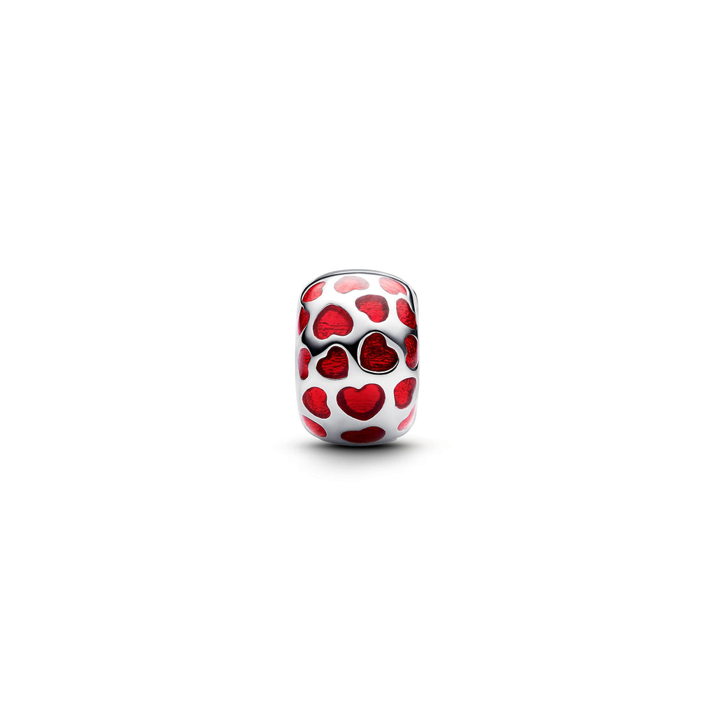 PANDORA Hearts Round Clip Charm Cubic Zirconia Red Charms Bracelet Charm Jewelry Gift