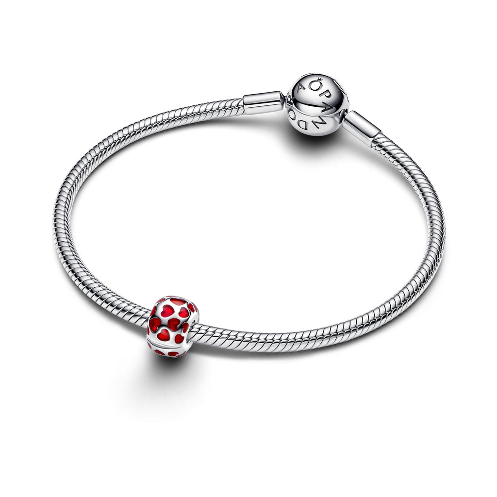 PANDORA Hearts Round Clip Charm Cubic Zirconia Red Charms Bracelet Charm Jewelry Gift