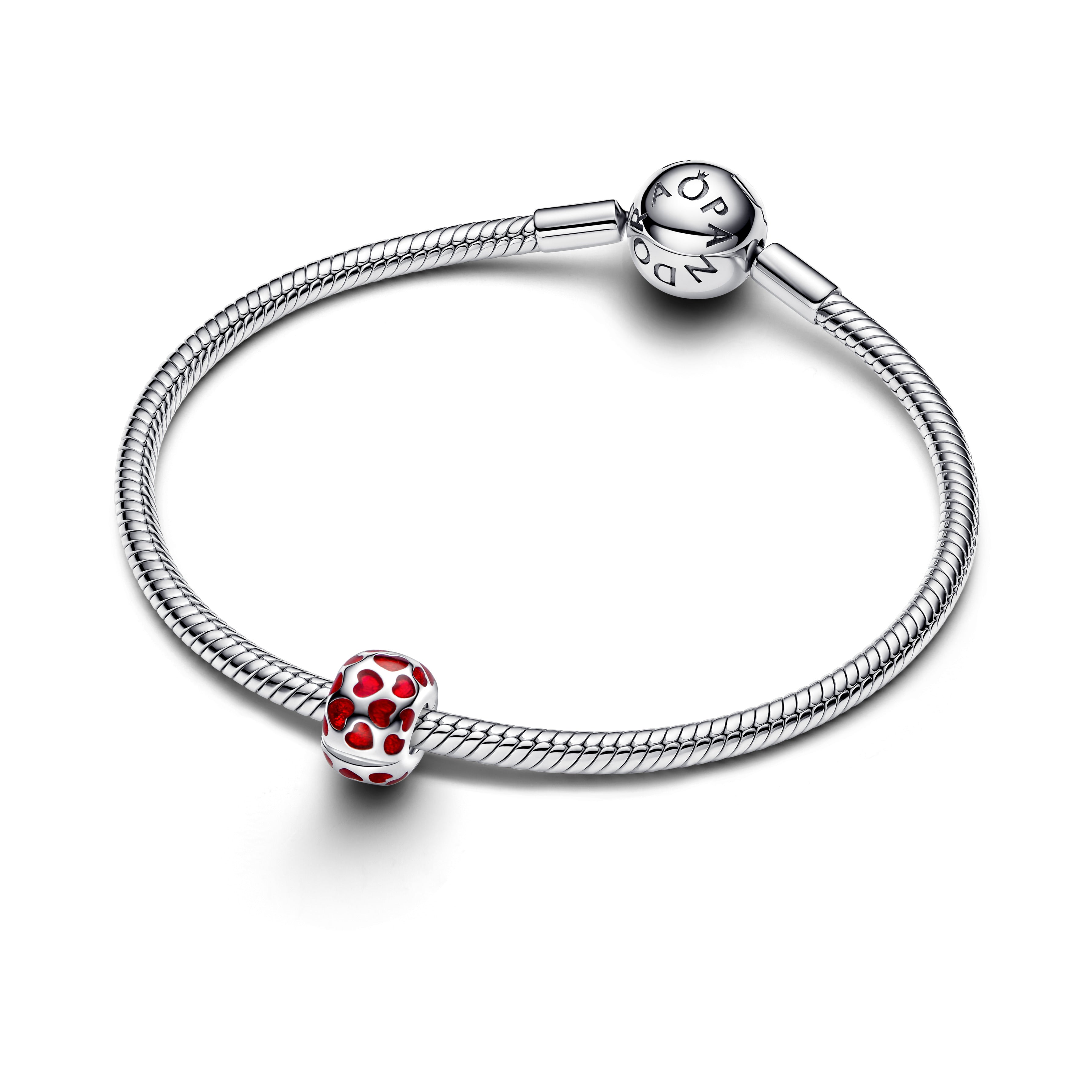 PANDORA Hearts Round Clip Charm Cubic Zirconia Red Charms Bracelet Charm Jewelry Gift
