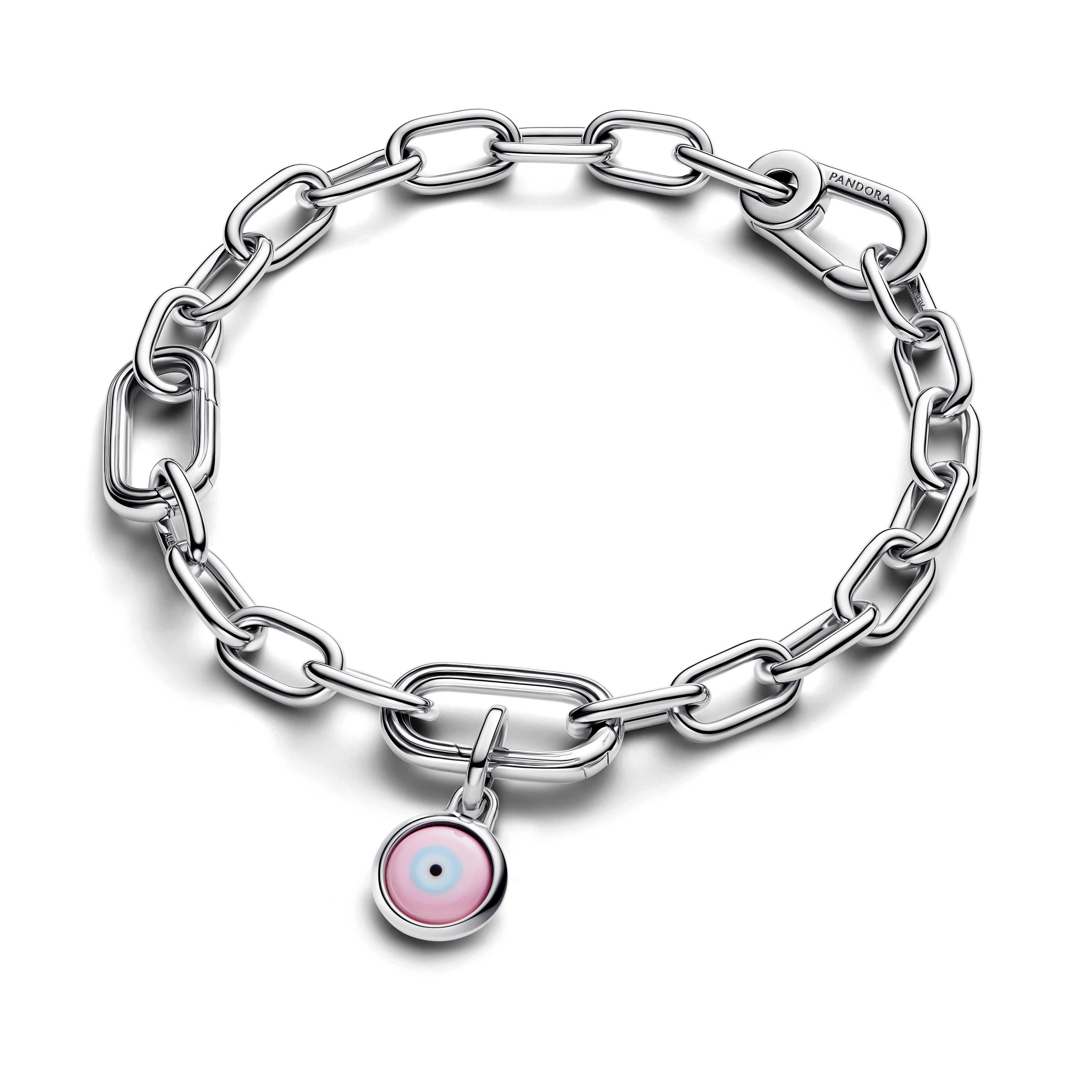 PANDORA Engravable Evil Eye Murano Glass Mini Dangle Charm Black Charms Bracelet Charm Jewelry Gift