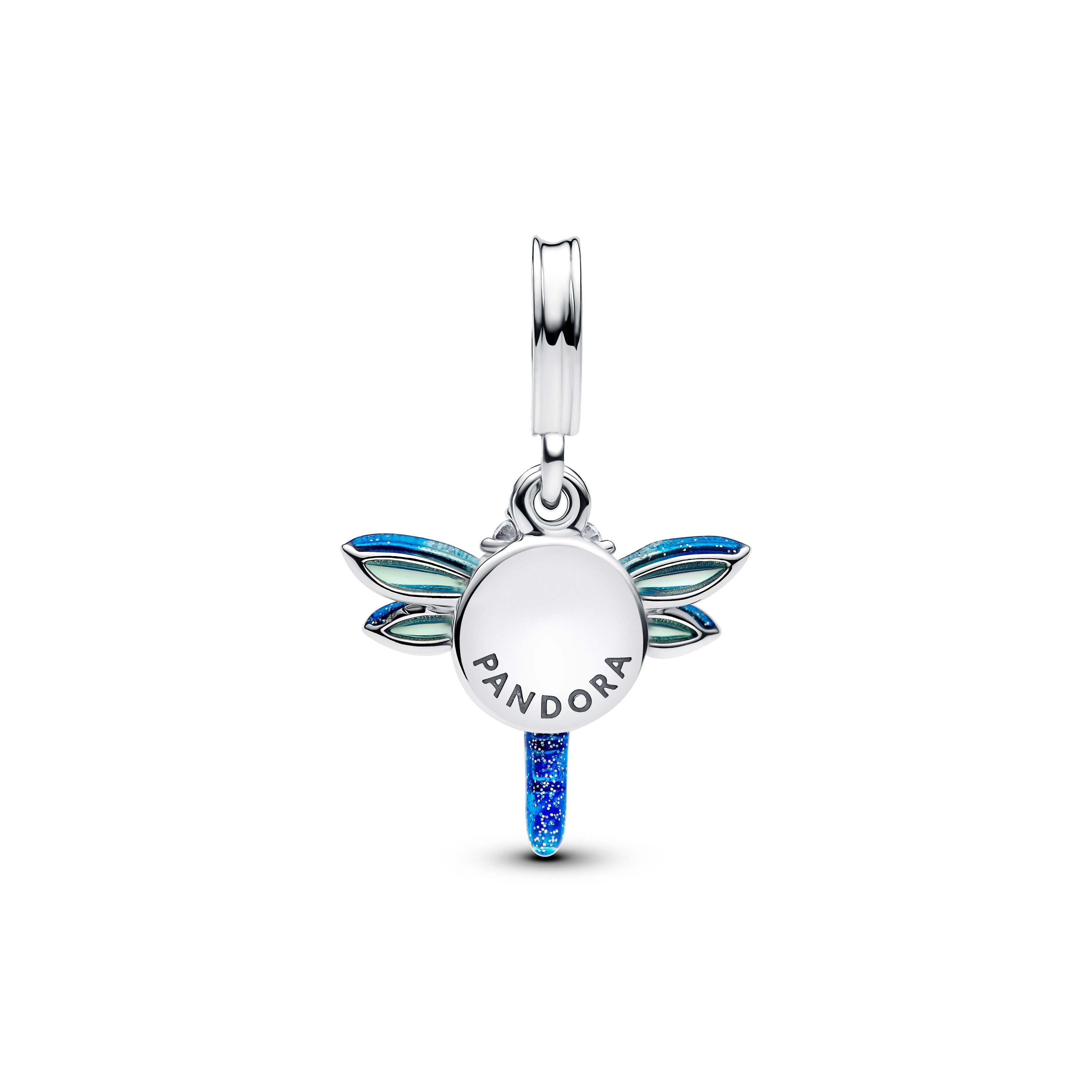 PANDORA Dragonfly Double Dangle Charm Cubic Zirconia Blue Animals Charms Bracelet Charm Jewelry Gift
