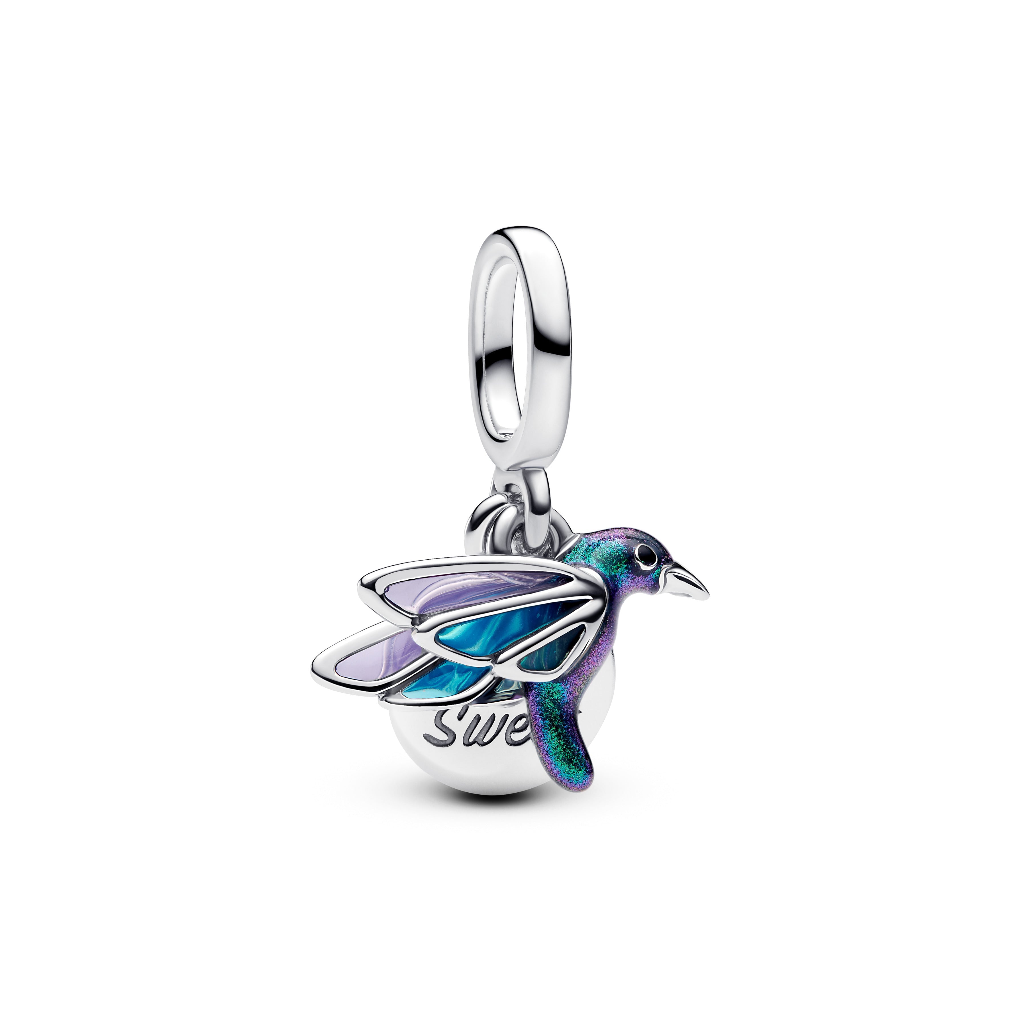 PANDORA Hummingbird Double Dangle Charm Enamel Blue Animals Charms Bracelet Charm Jewelry Gift