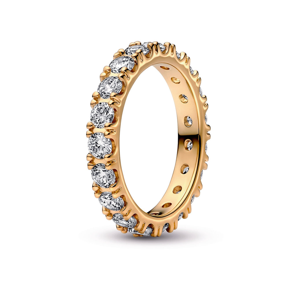 PANDORA Sparkling Row Eternity Ring 14K Gold Plated Unique Metal Blend Rings Statement Ring Jewelry Gift