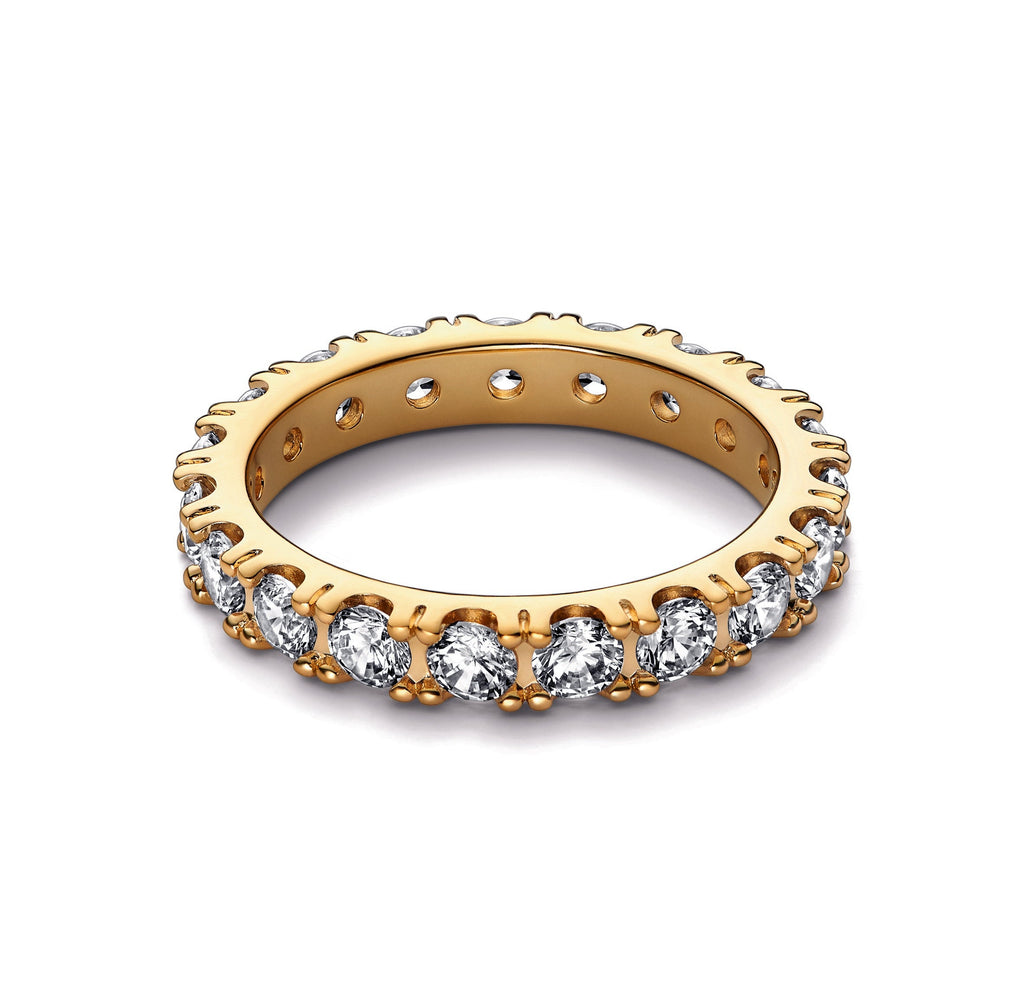 PANDORA Sparkling Row Eternity Ring 14K Gold Plated Unique Metal Blend Rings Statement Ring Jewelry Gift