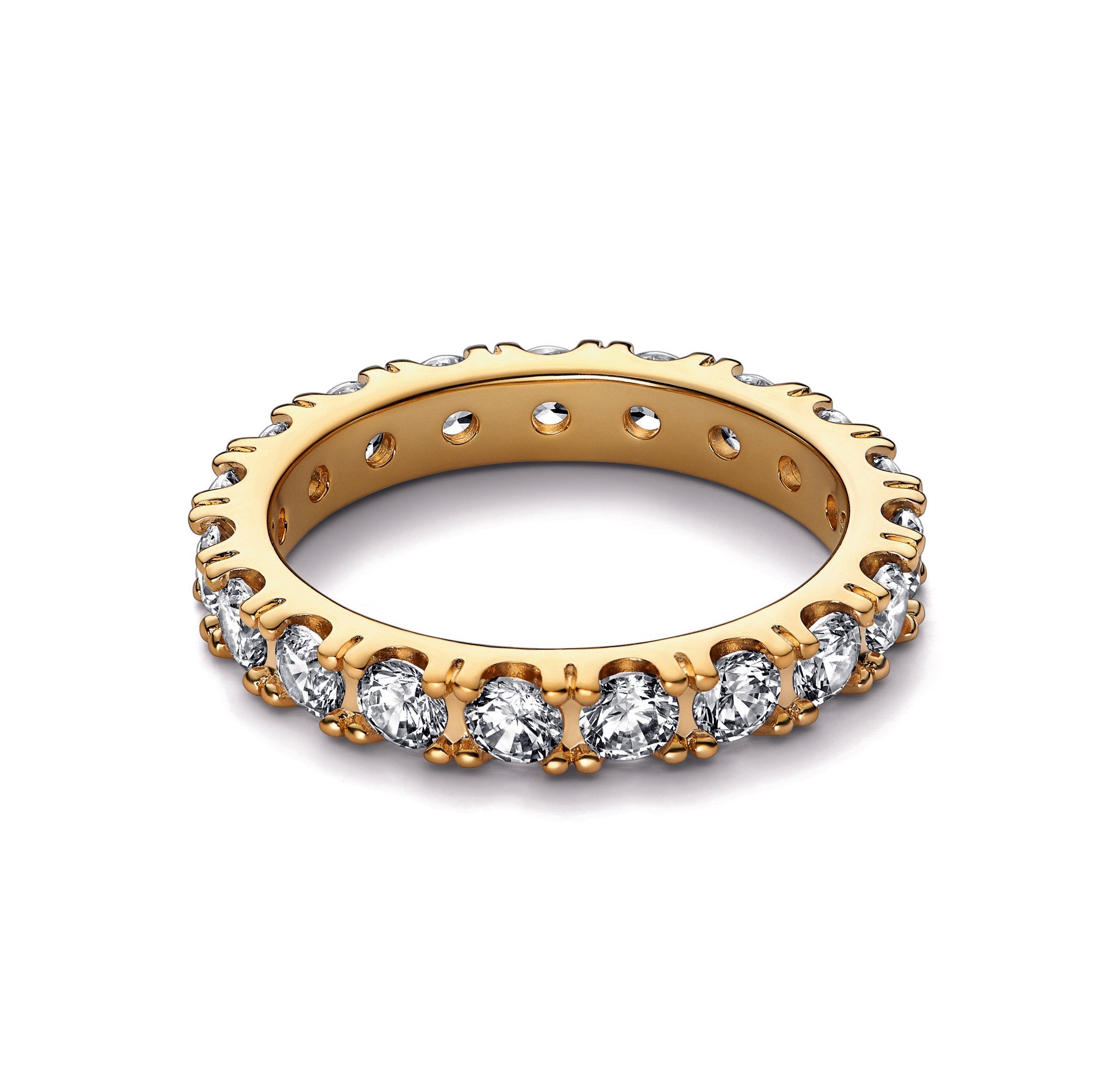 PANDORA Sparkling Row Eternity Ring 14K Gold Plated Unique Metal Blend Rings Statement Ring Jewelry Gift