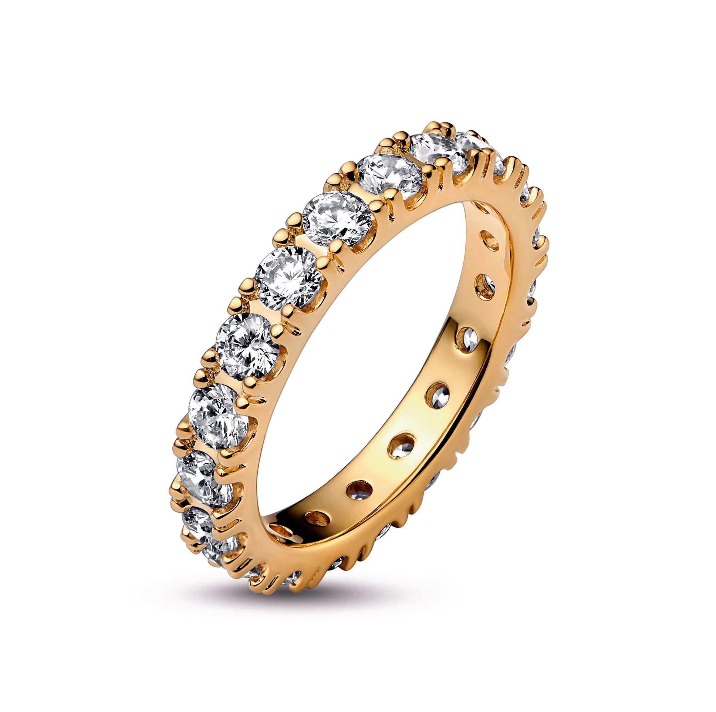 PANDORA Sparkling Row Eternity Ring 14K Gold Plated Unique Metal Blend Rings Statement Ring Jewelry Gift