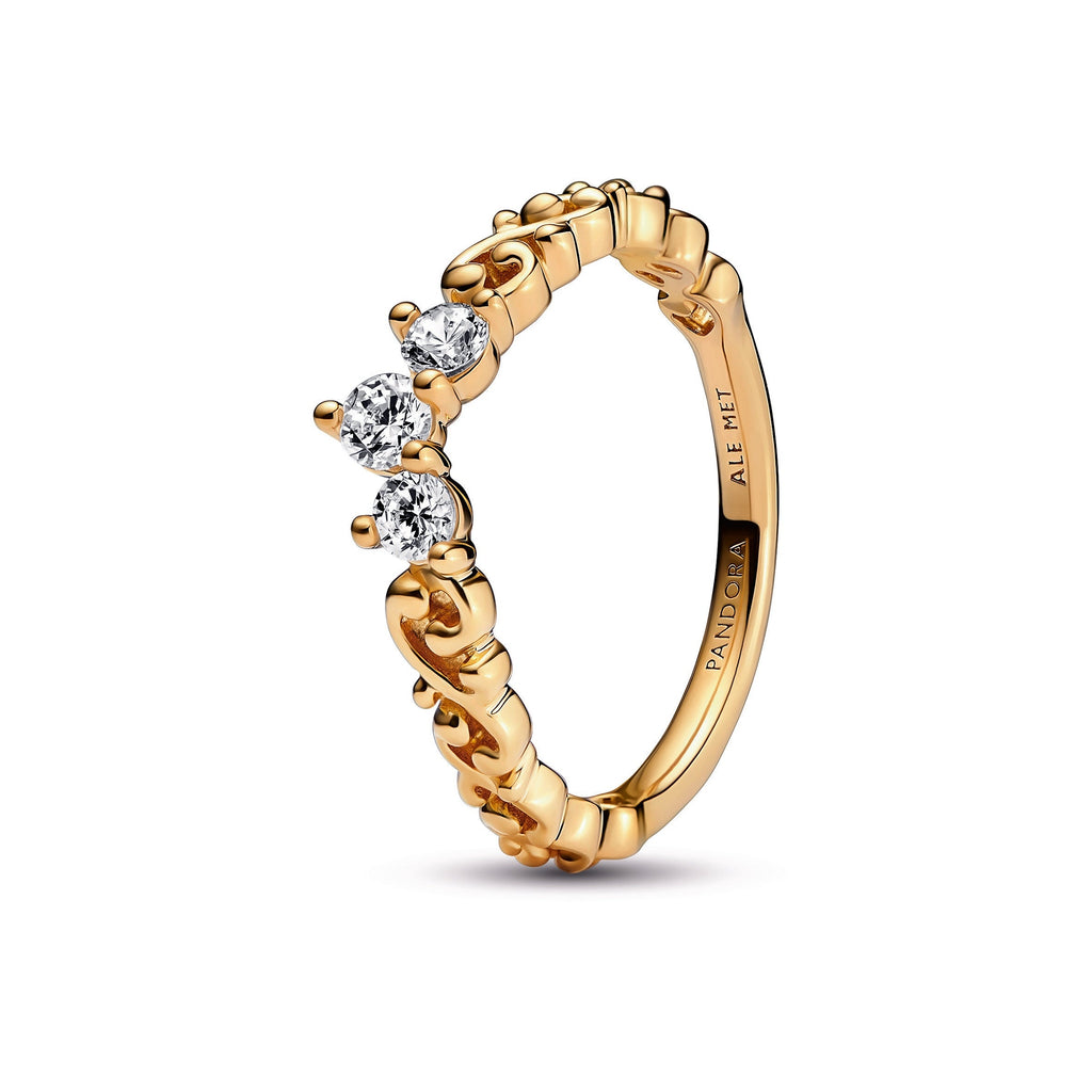 PANDORA Regal Swirl Tiara Ring 14K Gold Plated Unique Metal Blend Rings Statement Ring Jewelry Gift