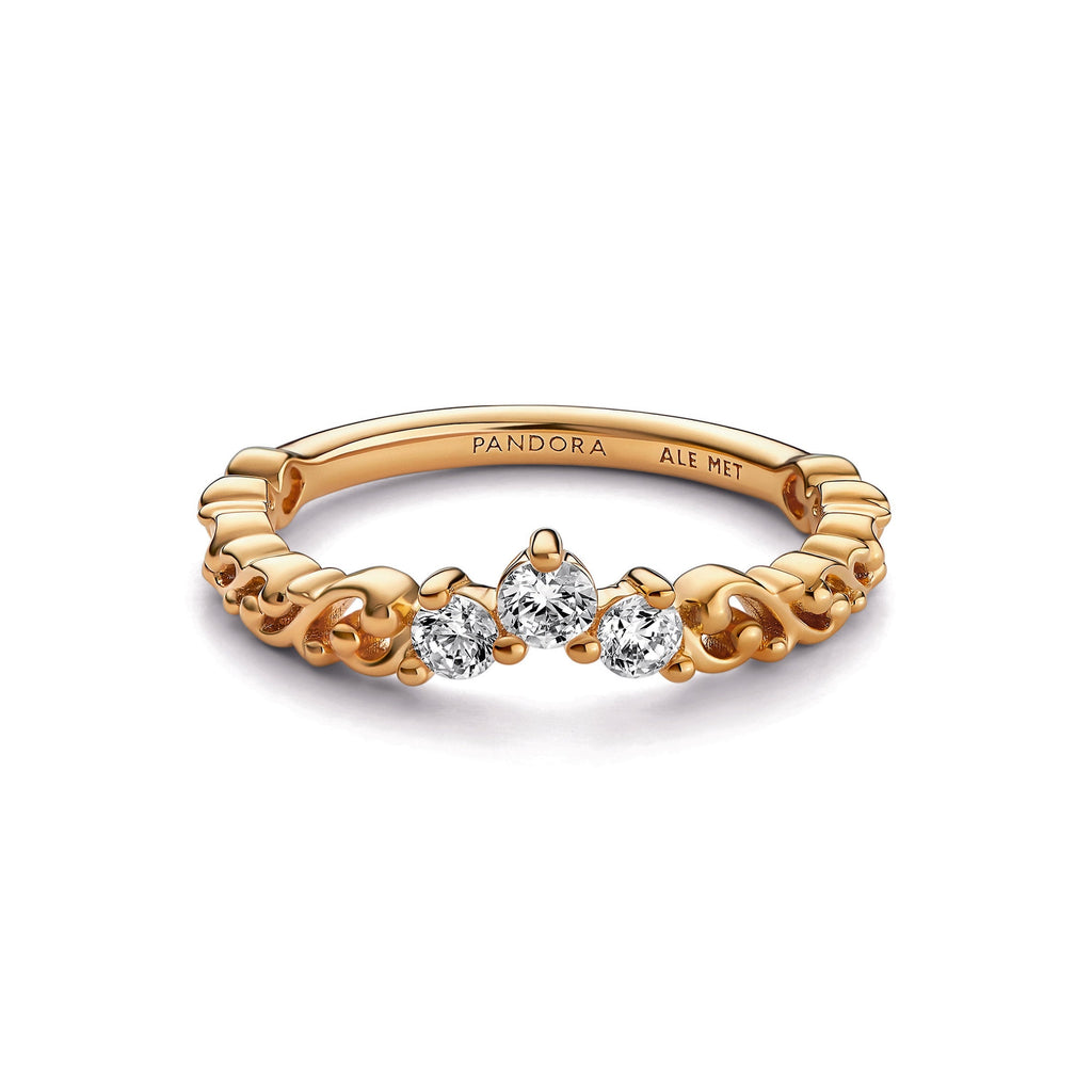 PANDORA Regal Swirl Tiara Ring 14K Gold Plated Unique Metal Blend Rings Statement Ring Jewelry Gift