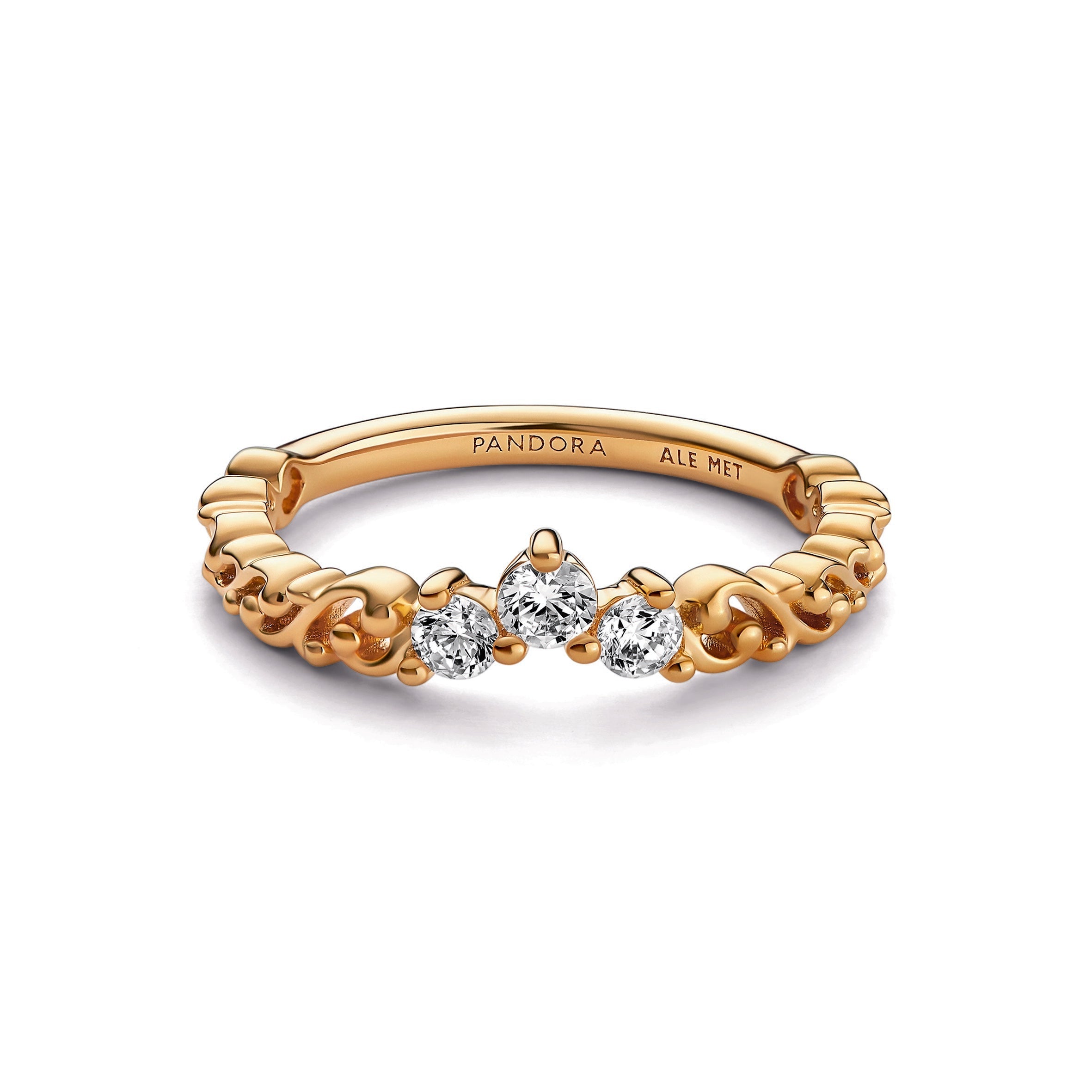 PANDORA Regal Swirl Tiara Ring 14K Gold Plated Unique Metal Blend Rings Statement Ring Jewelry Gift